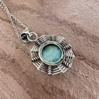Sunburst Larimar Weaver Pendant Necklace
