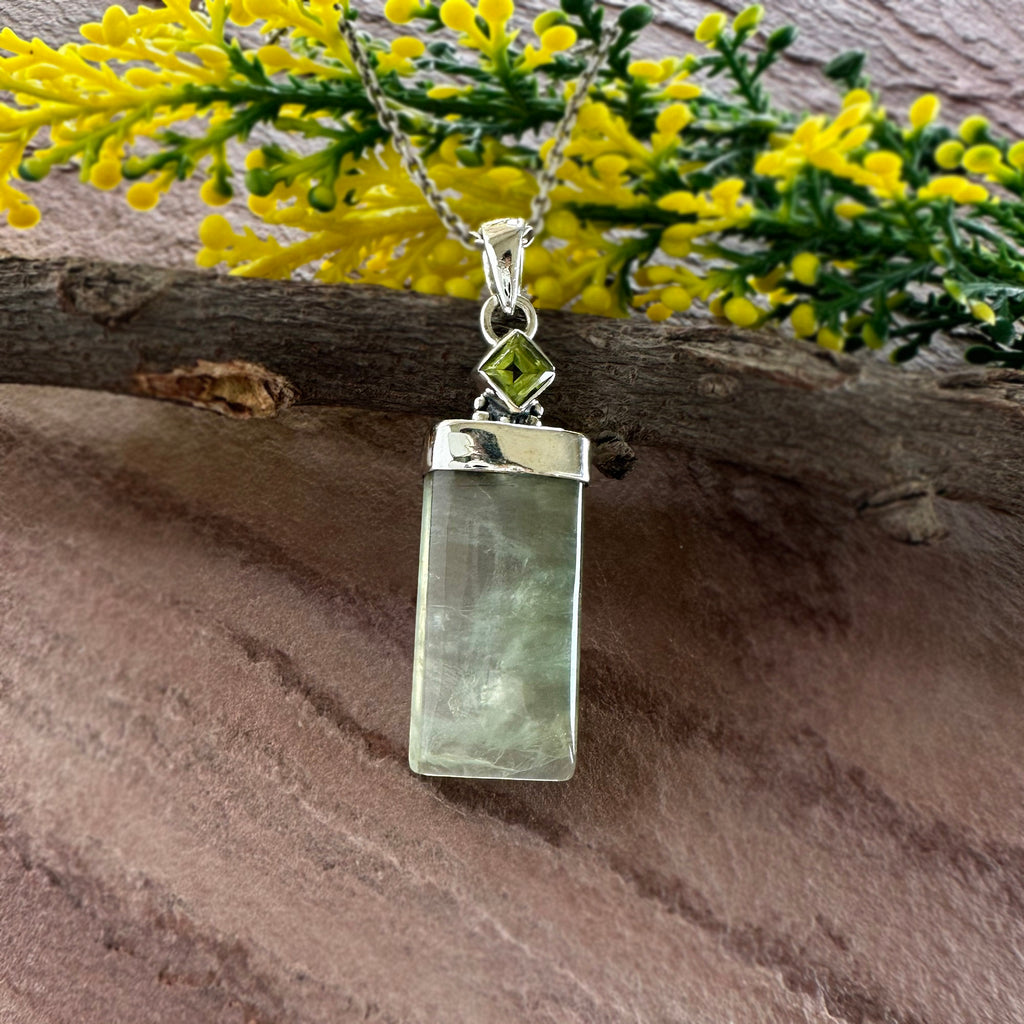 Aurora Forest Prehnite & Peridot Pendant
