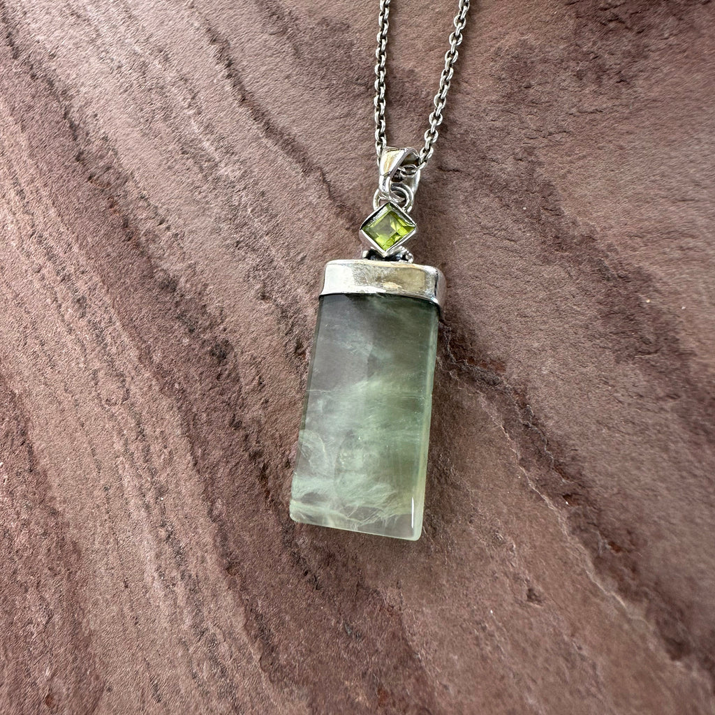 Aurora Forest Prehnite & Peridot Pendant