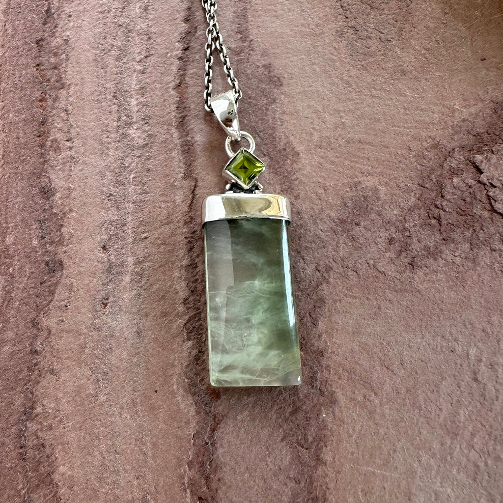 Aurora Forest Prehnite & Peridot Pendant