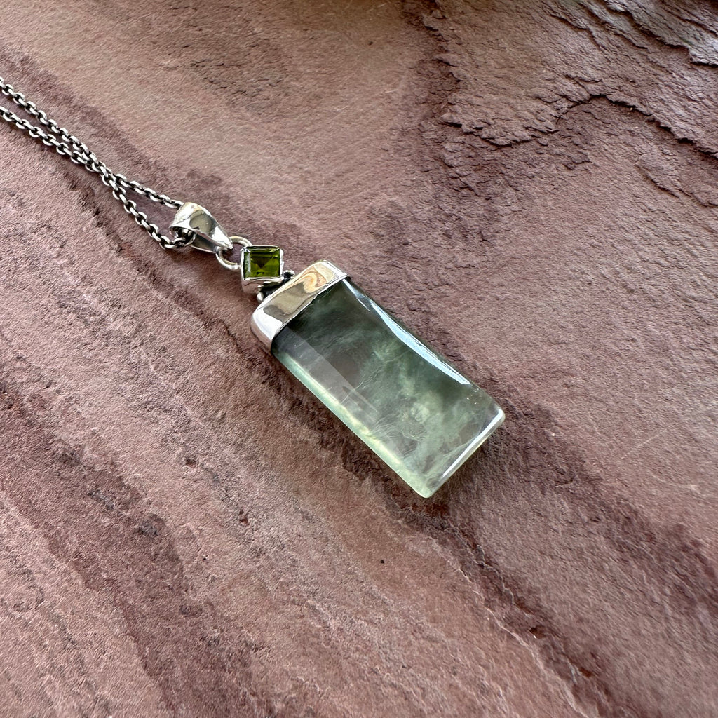 Aurora Forest Prehnite & Peridot Pendant