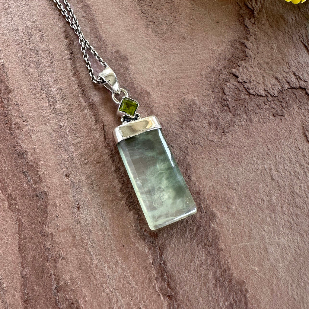 Aurora Forest Prehnite & Peridot Pendant
