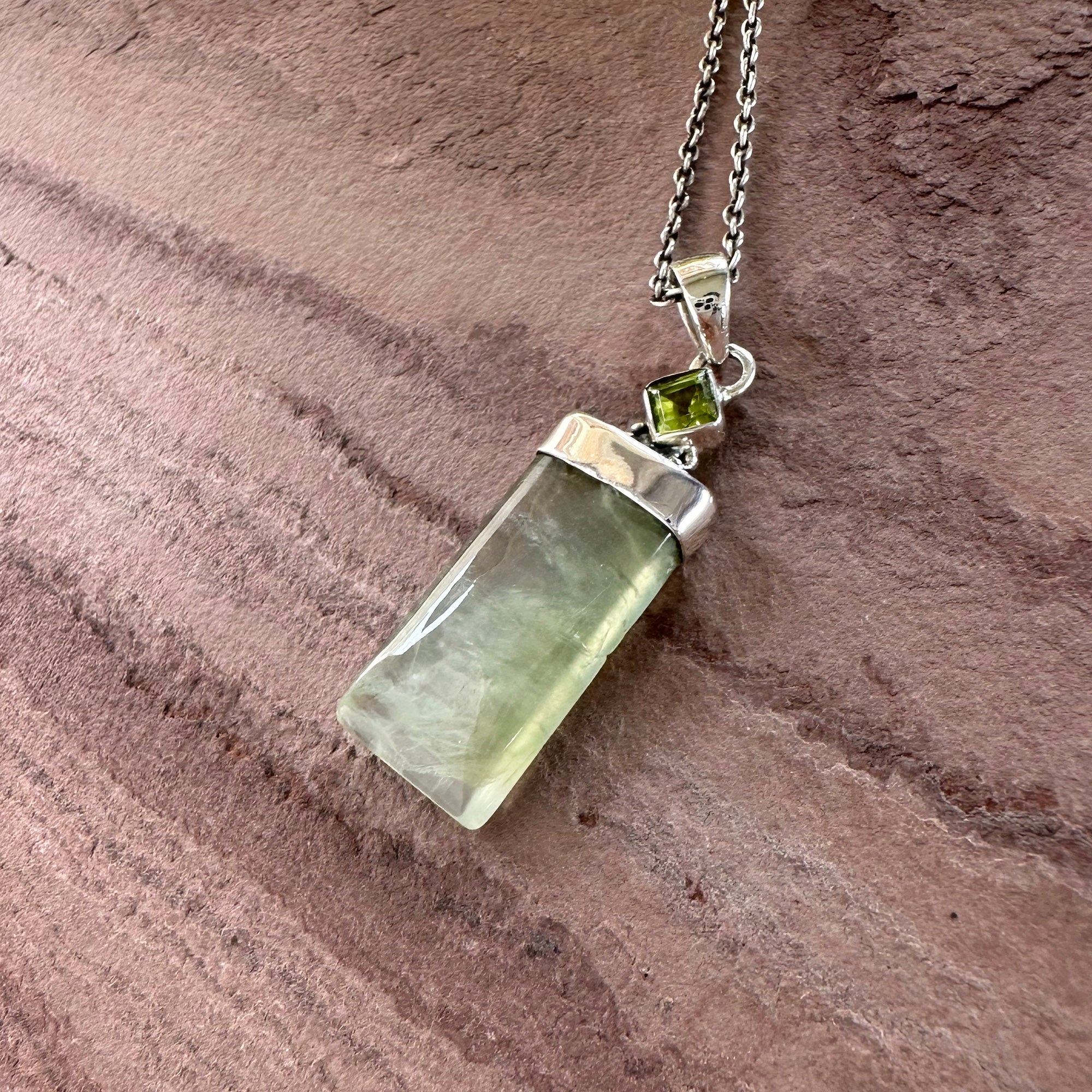 Aurora Forest Prehnite & Peridot Pendant
