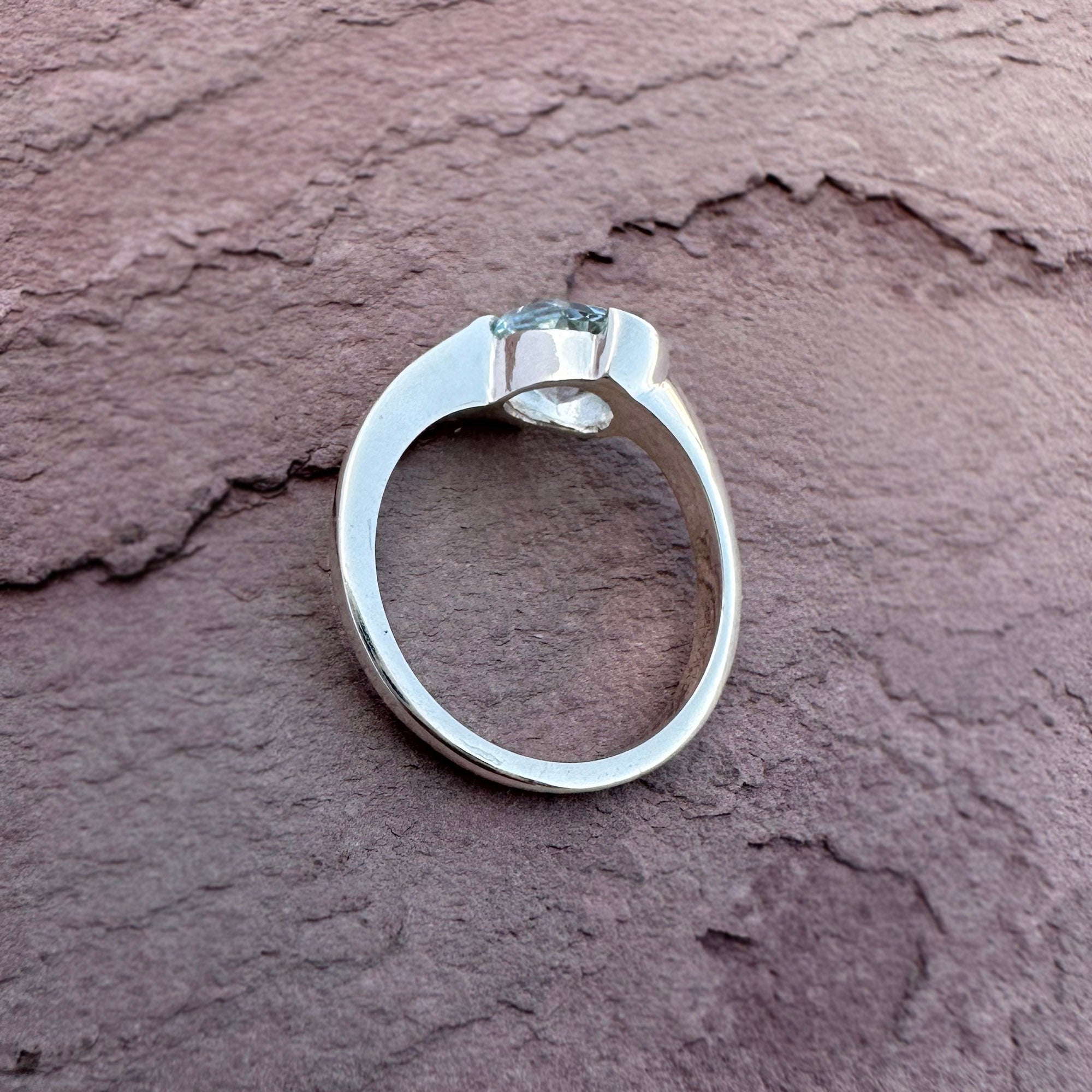 Round Faceted Blue TopazRing – Handcrafted 925 Sterling Silver Statement Ring