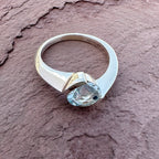 Round Faceted Blue TopazRing – Handcrafted 925 Sterling Silver Statement Ring
