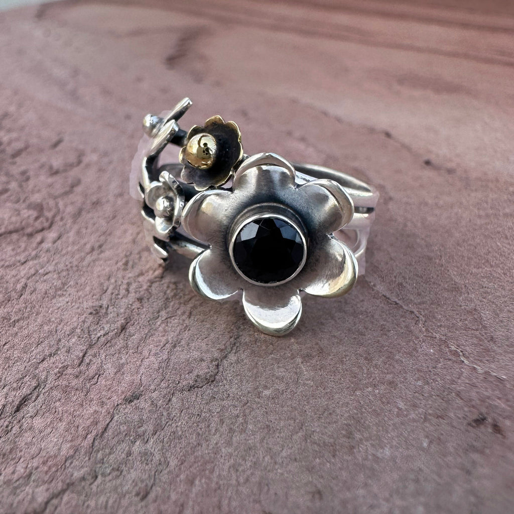 Midnight Garden Black Onyx Bouquet Ring