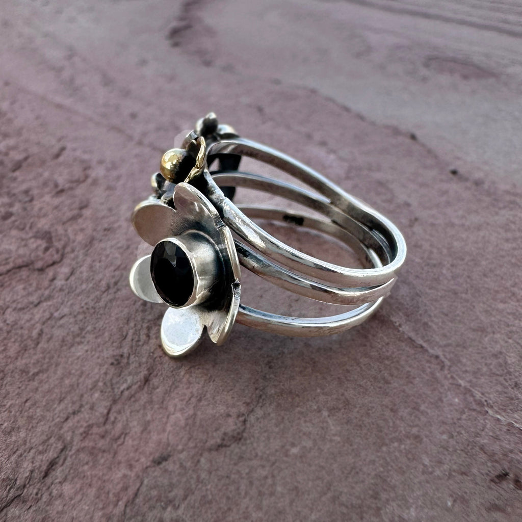 Midnight Garden Black Onyx Bouquet Ring