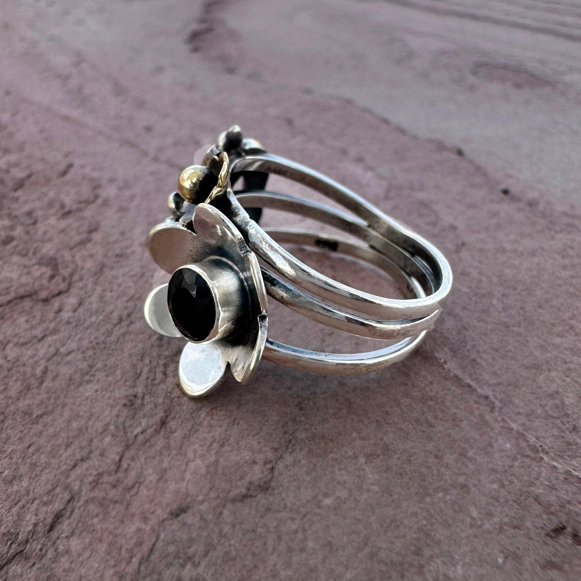 Midnight Garden Black Onyx Bouquet Ring
