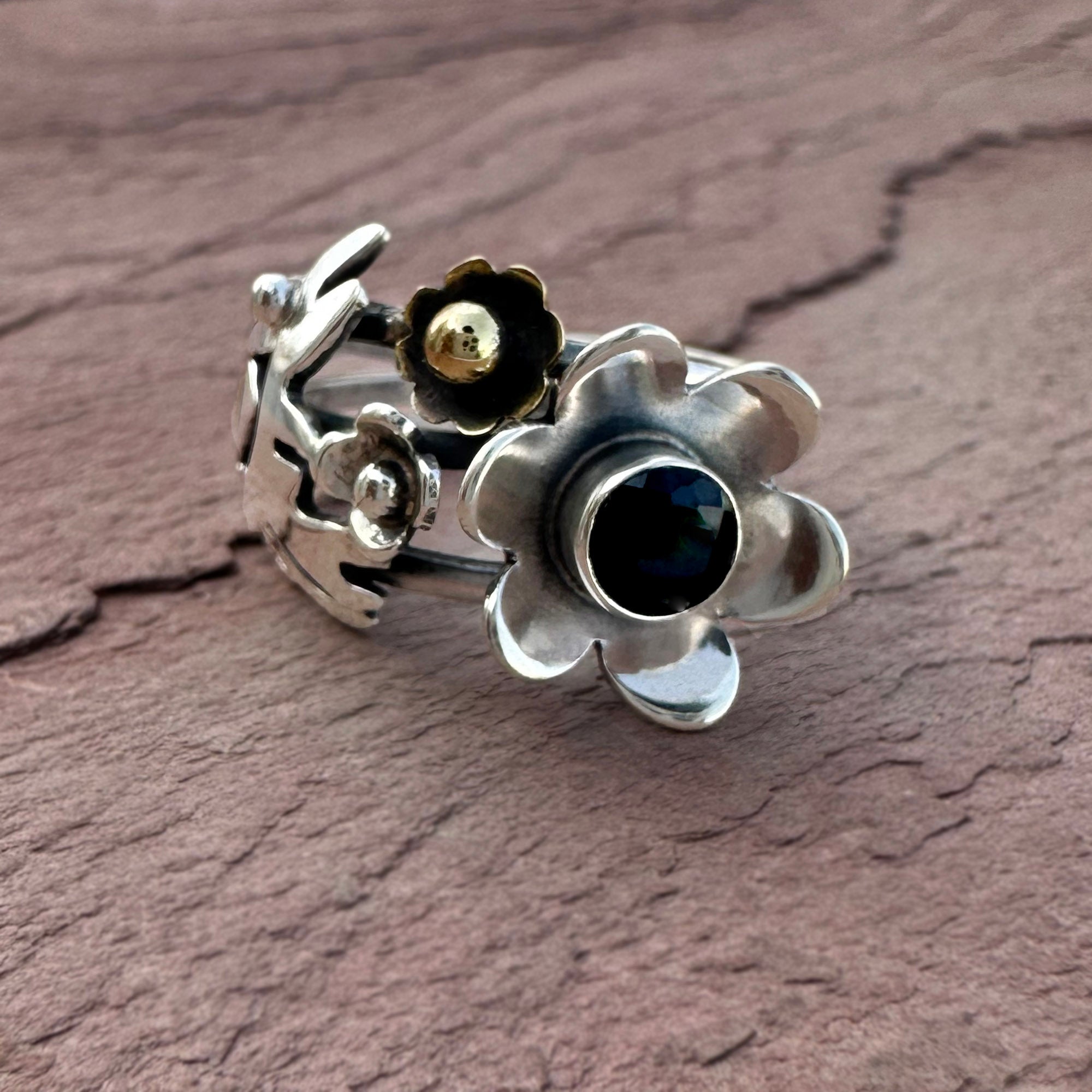 Midnight Garden Black Onyx Bouquet Ring