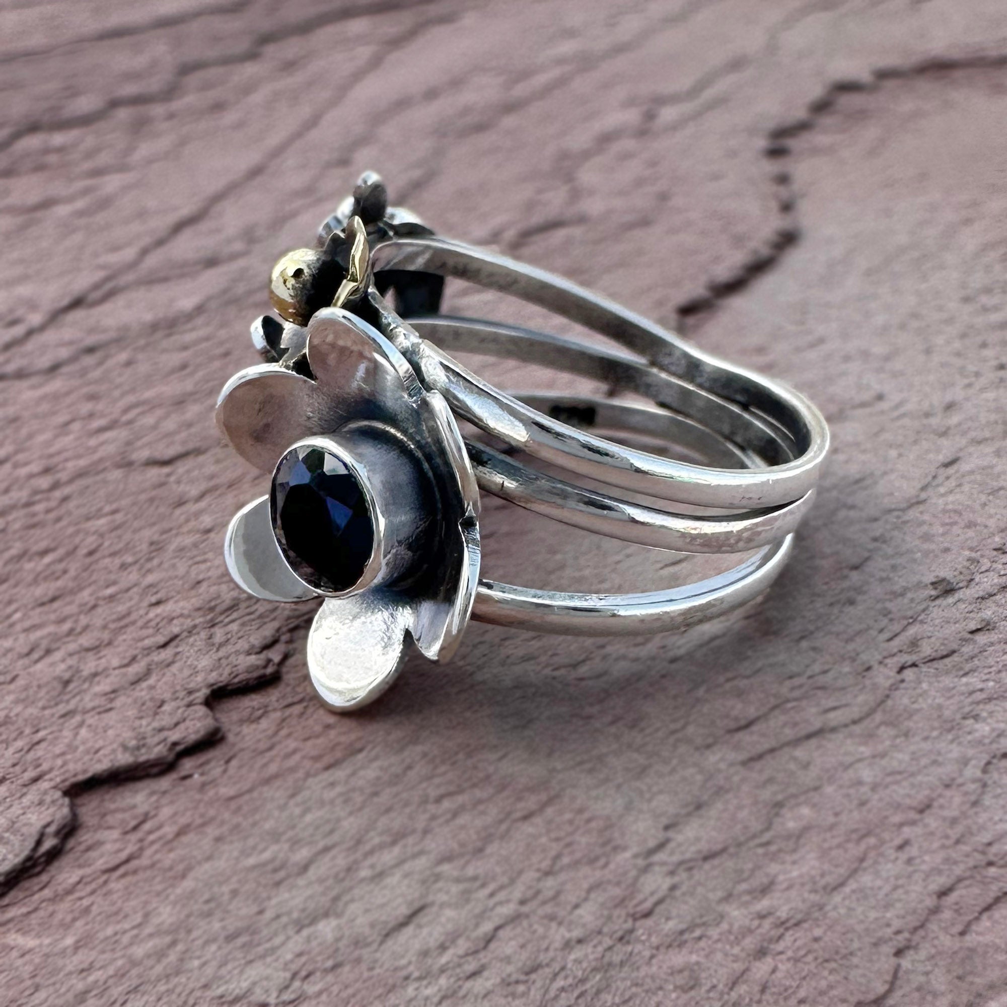 Midnight Garden Black Onyx Bouquet Ring