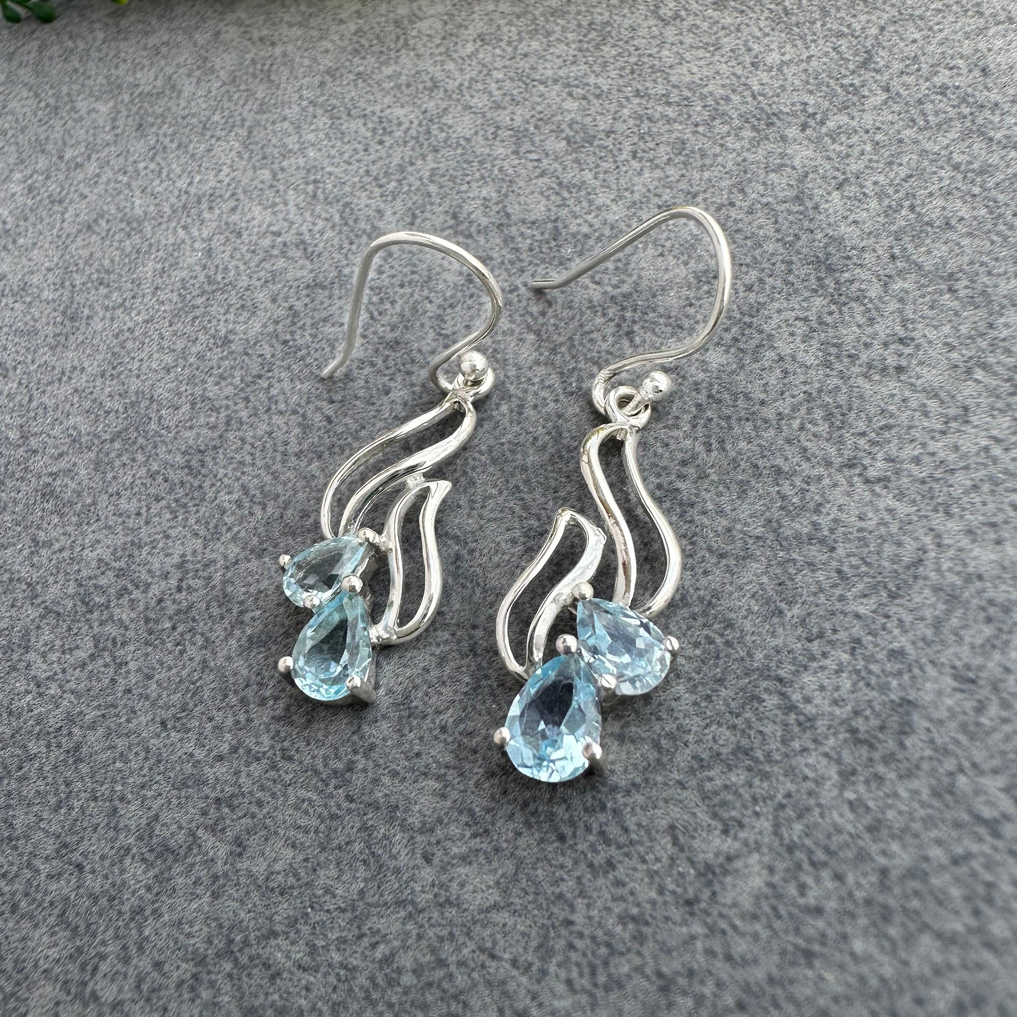 Blue Topaz Filigree Drops
