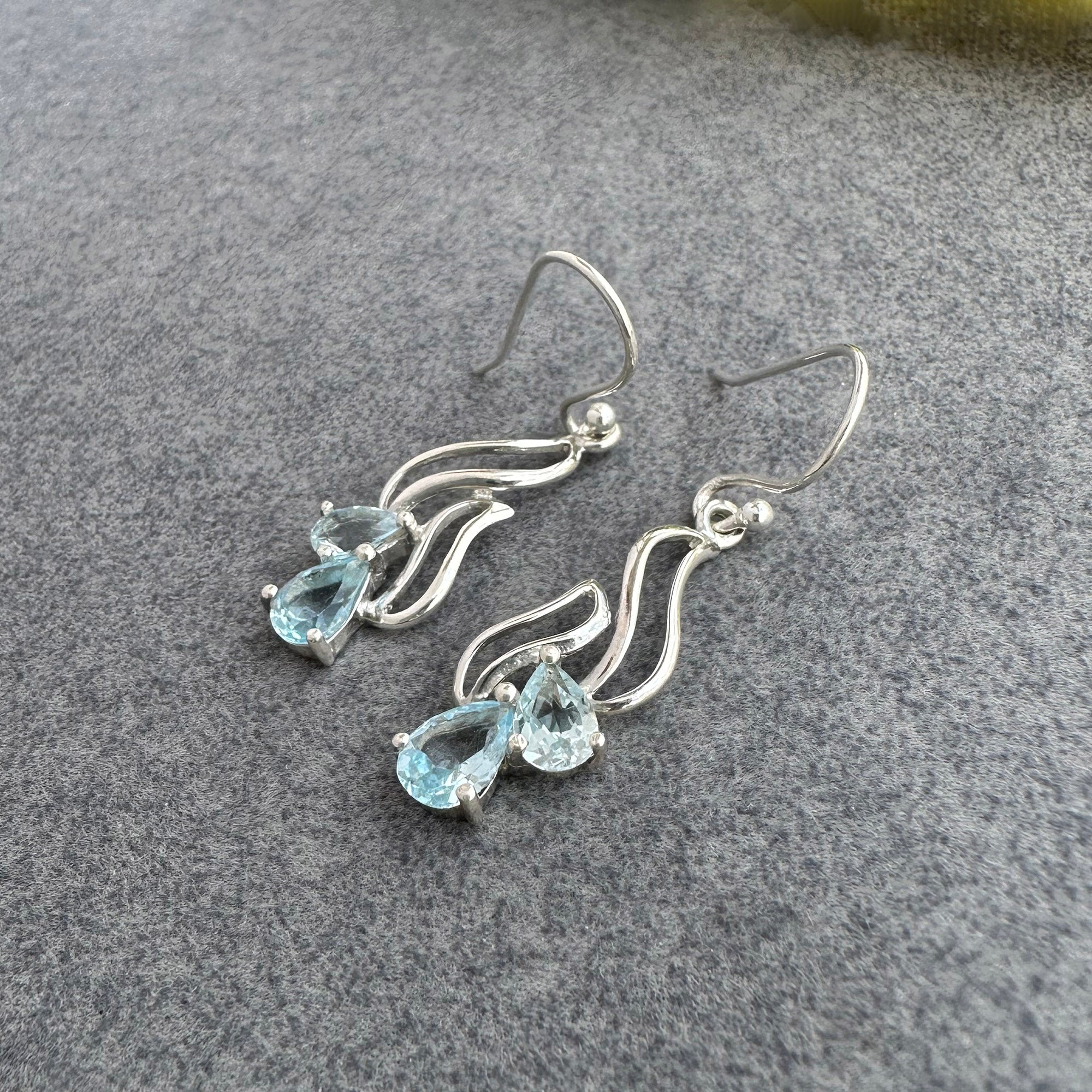 Blue Topaz Filigree Drops