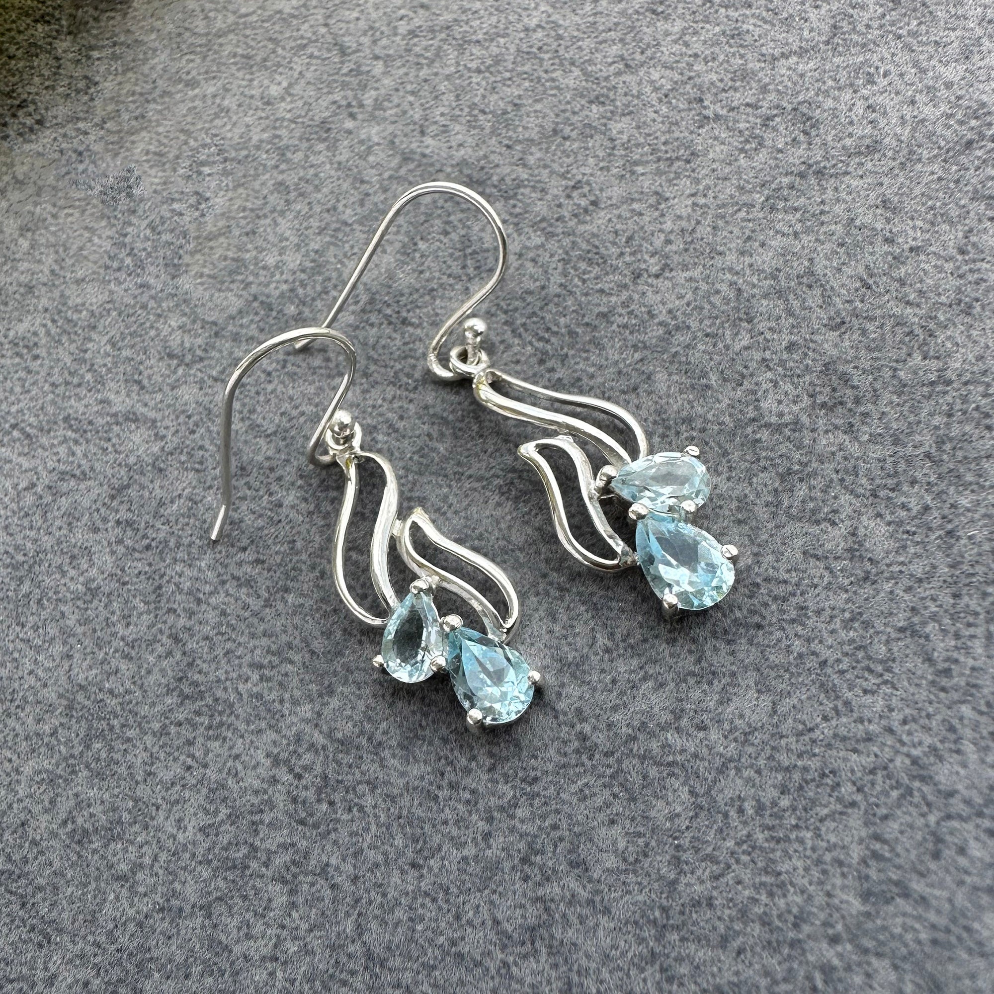 Blue Topaz Filigree Drops