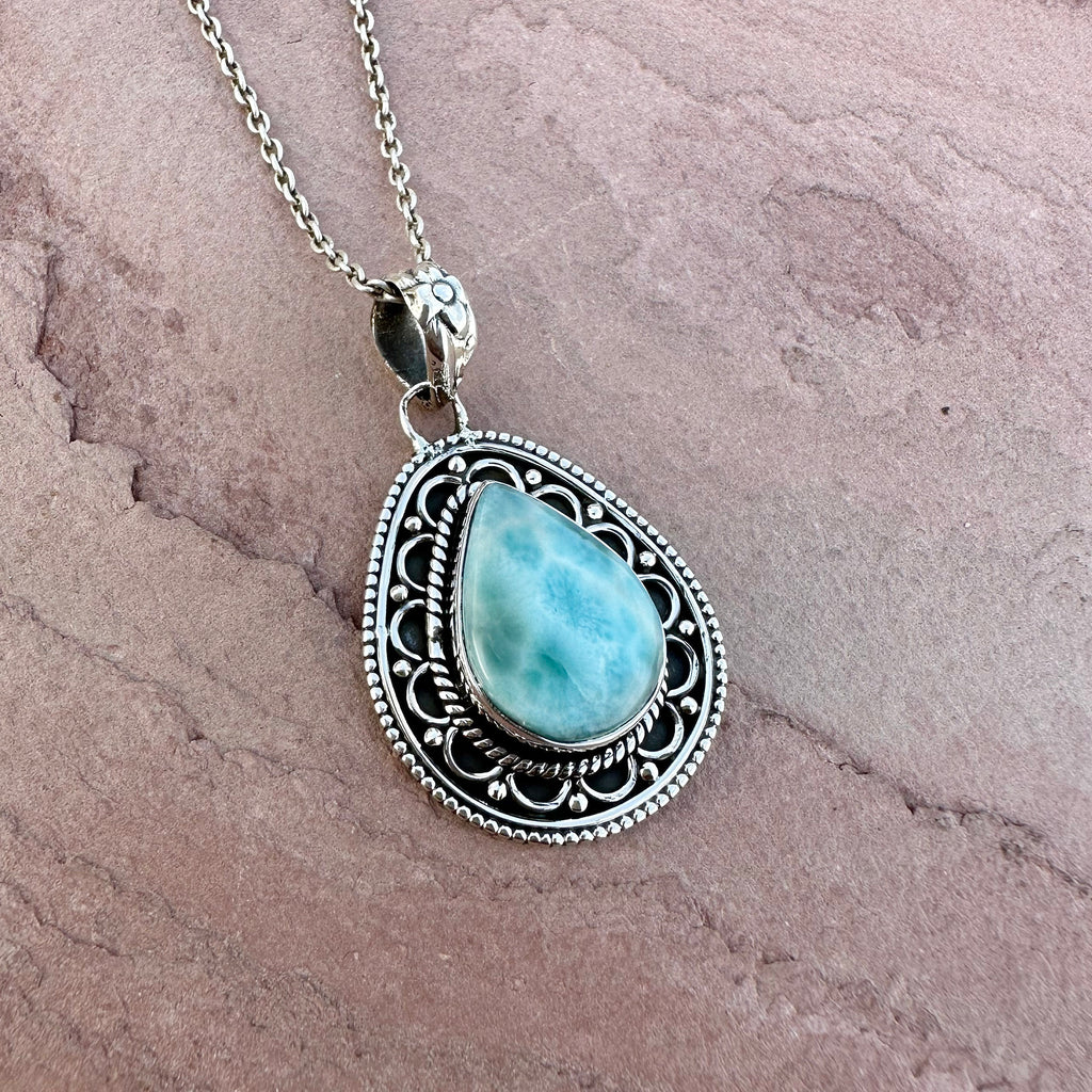 Antique Silver Coast Larimar Pendant