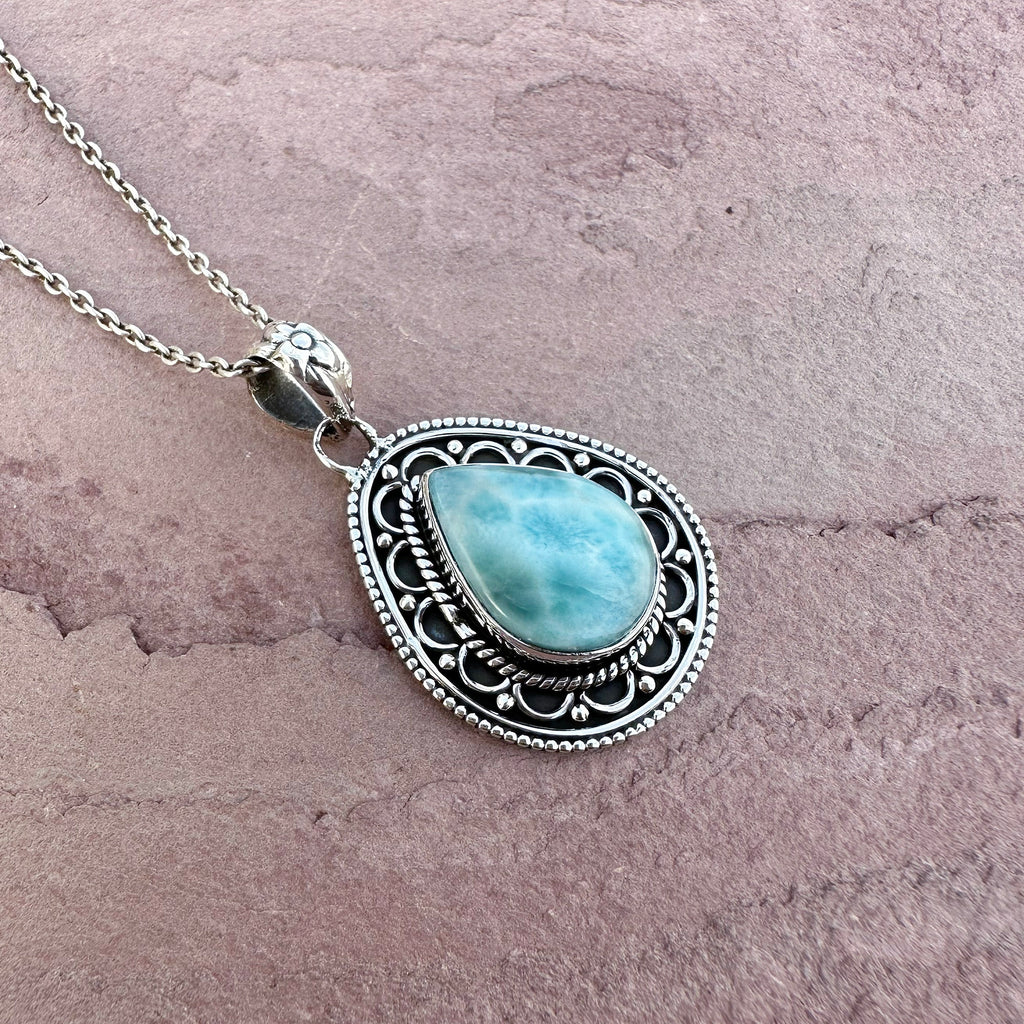 Antique Silver Coast Larimar Pendant