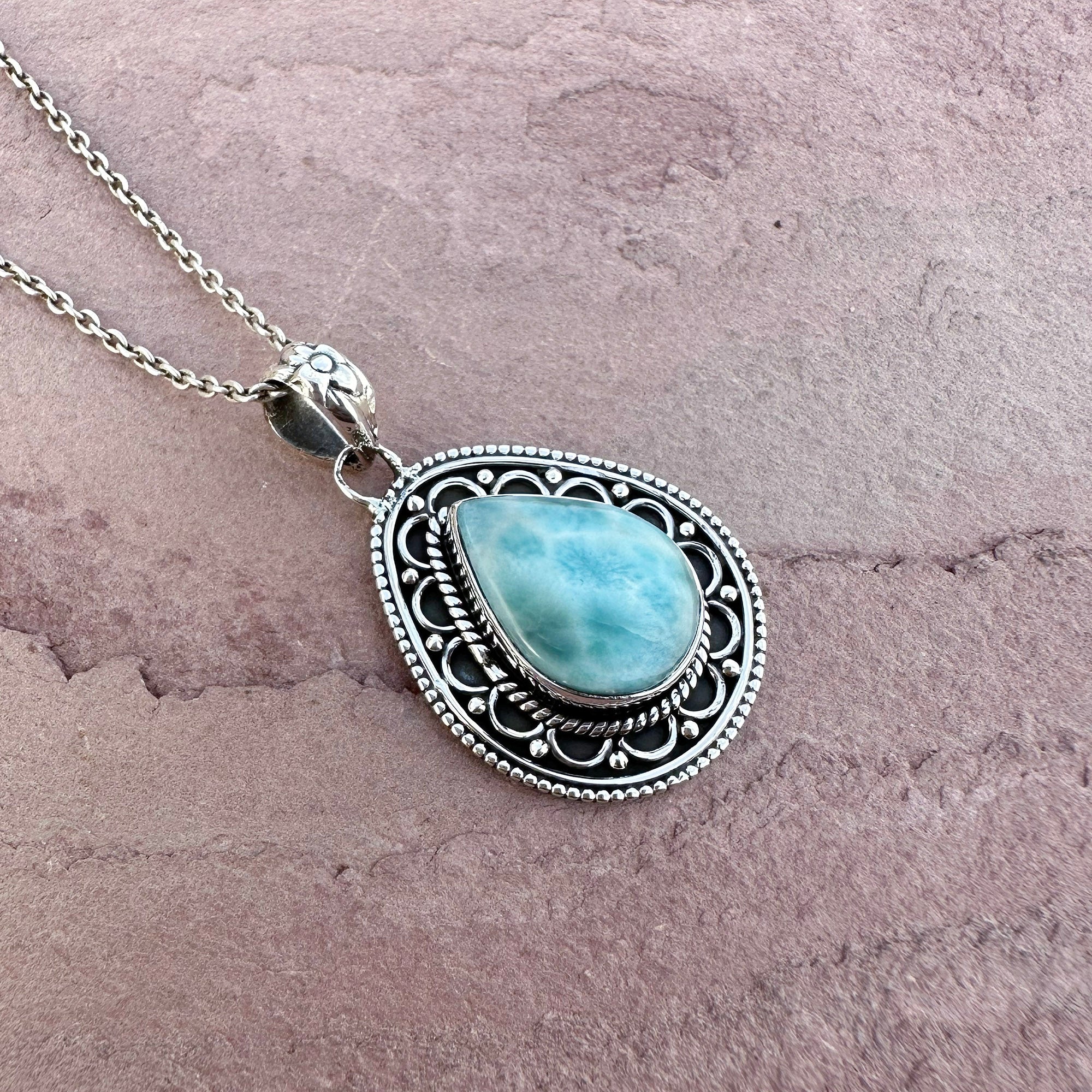 Antique Silver Coast Larimar Pendant