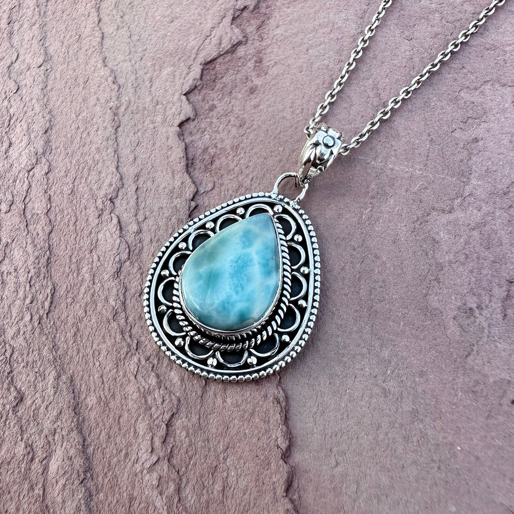 Antique Silver Coast Larimar Pendant