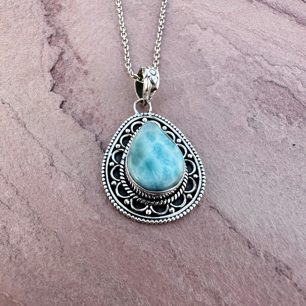 Antique Silver Coast Larimar Pendant
