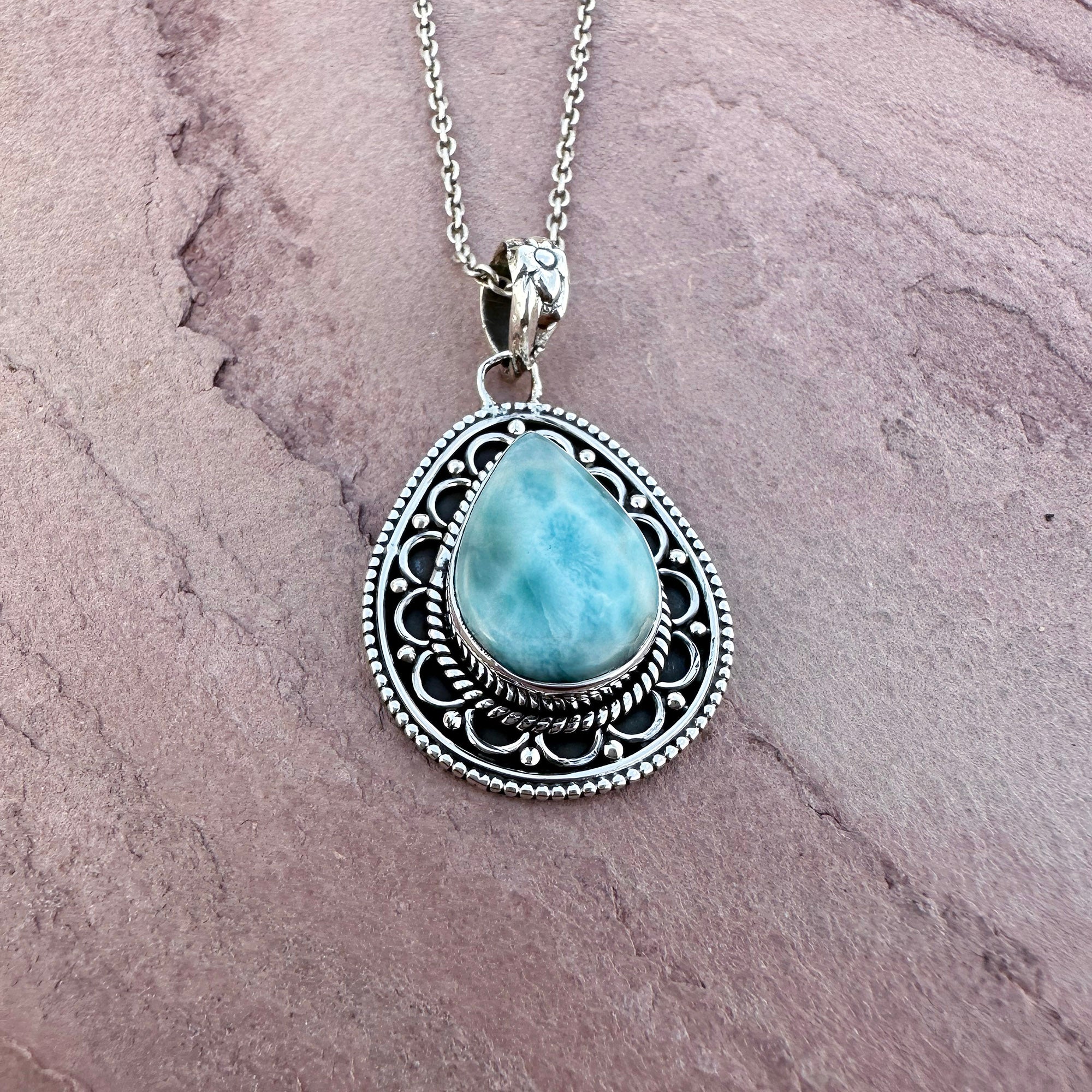 Antique Silver Coast Larimar Pendant