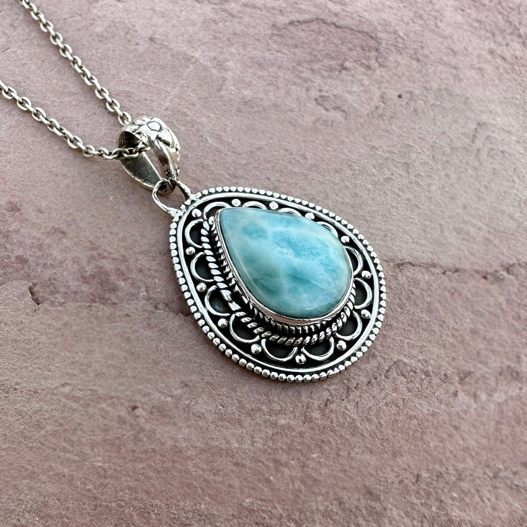 Antique Silver Coast Larimar Pendant