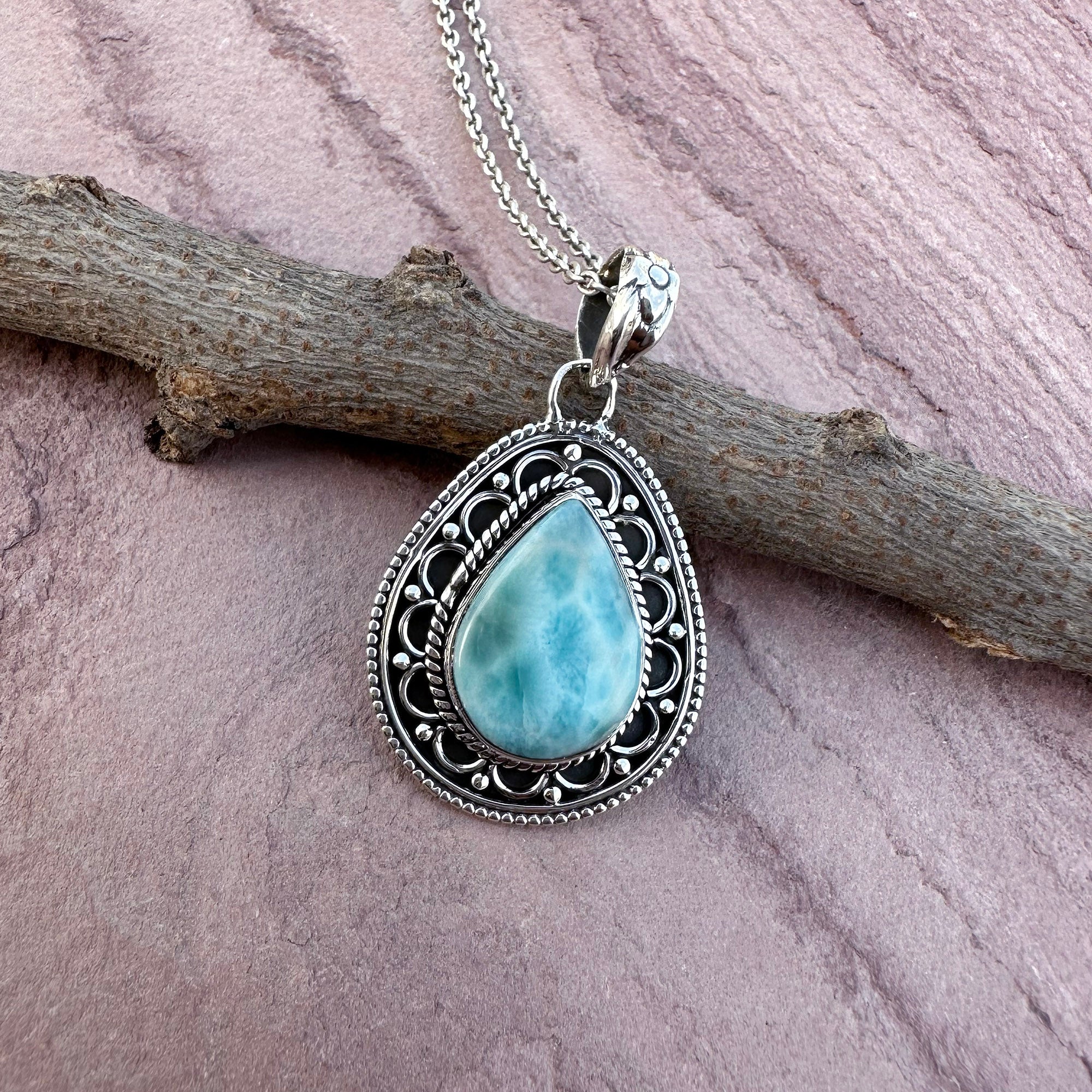 Antique Silver Coast Larimar Pendant