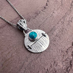 Textured Turquoise Horizon Pendant Necklace
