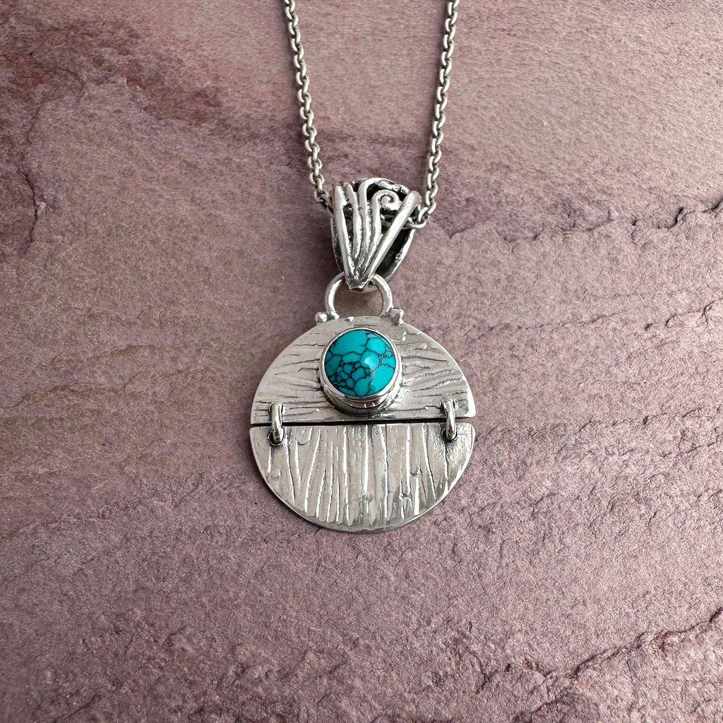 Textured Turquoise Horizon Pendant Necklace
