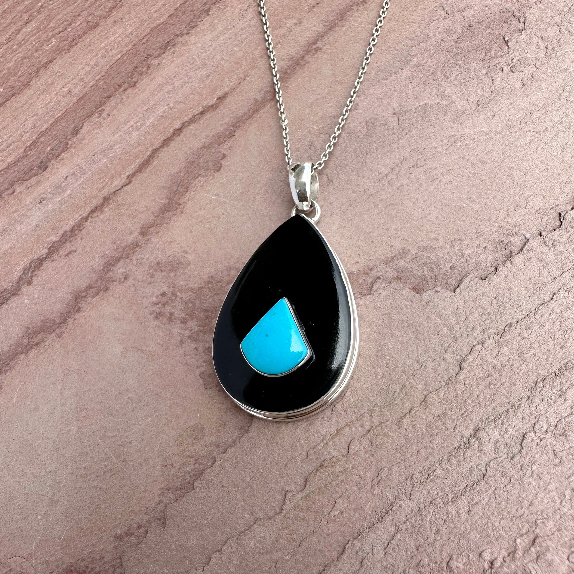Moonlit Onyx Turquoise Pendant