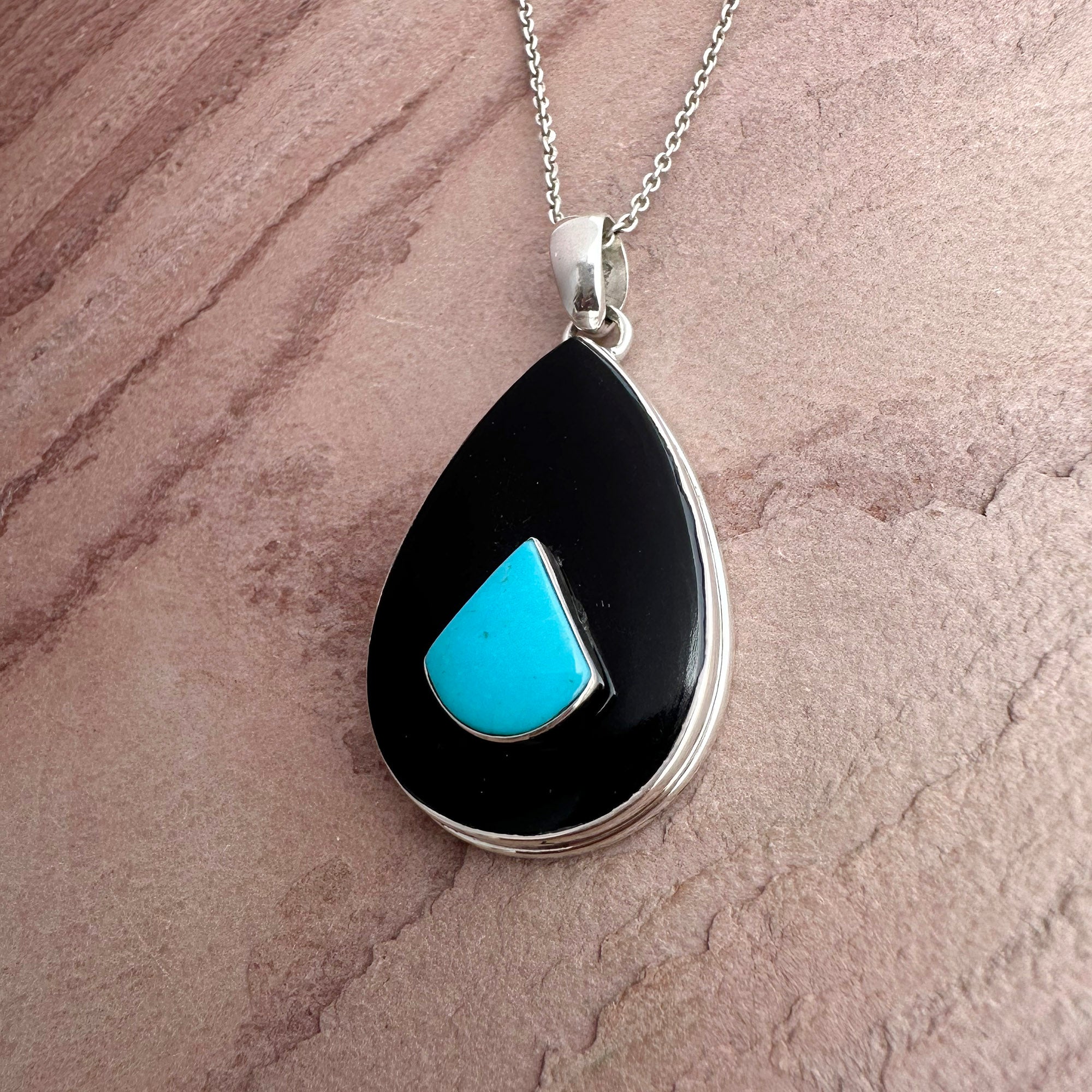 Moonlit Onyx Turquoise Pendant