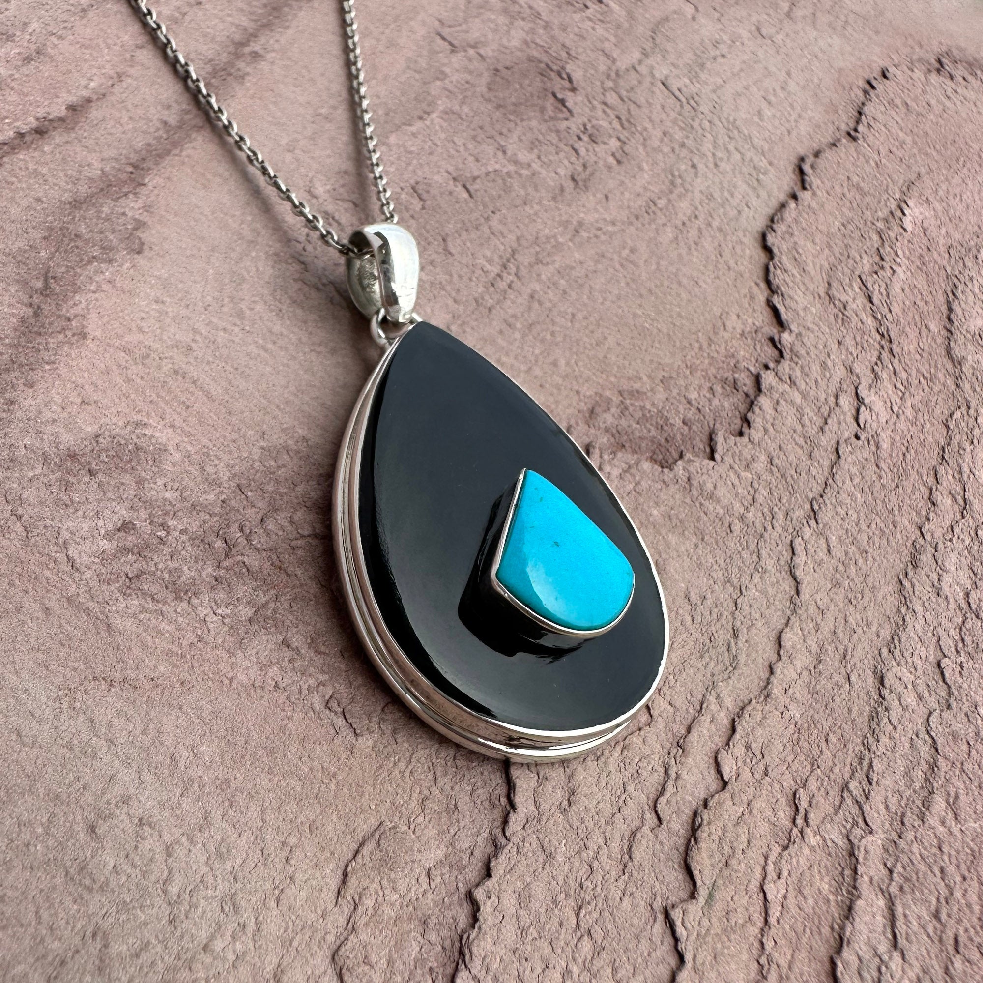 Moonlit Onyx Turquoise Pendant