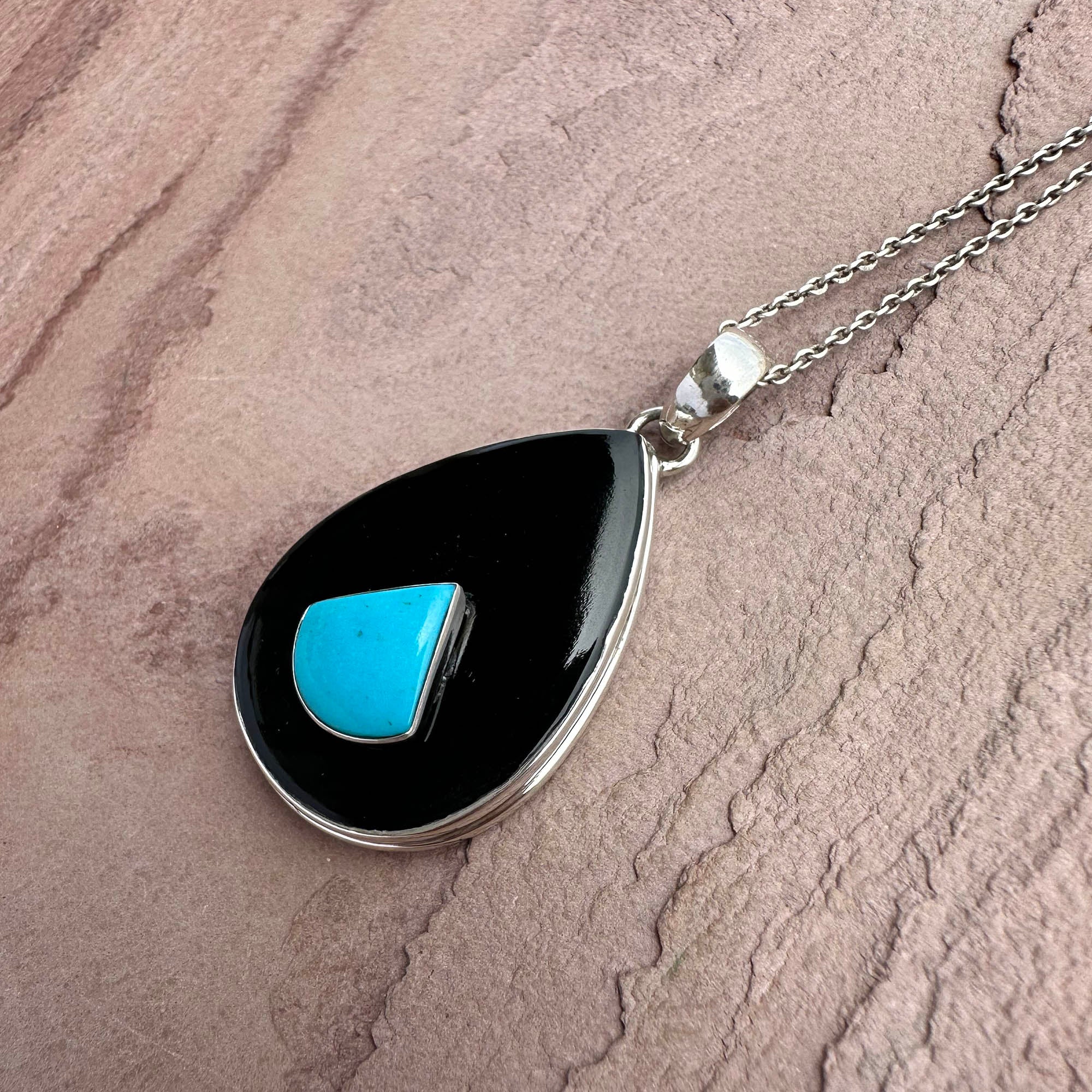 Moonlit Onyx Turquoise Pendant