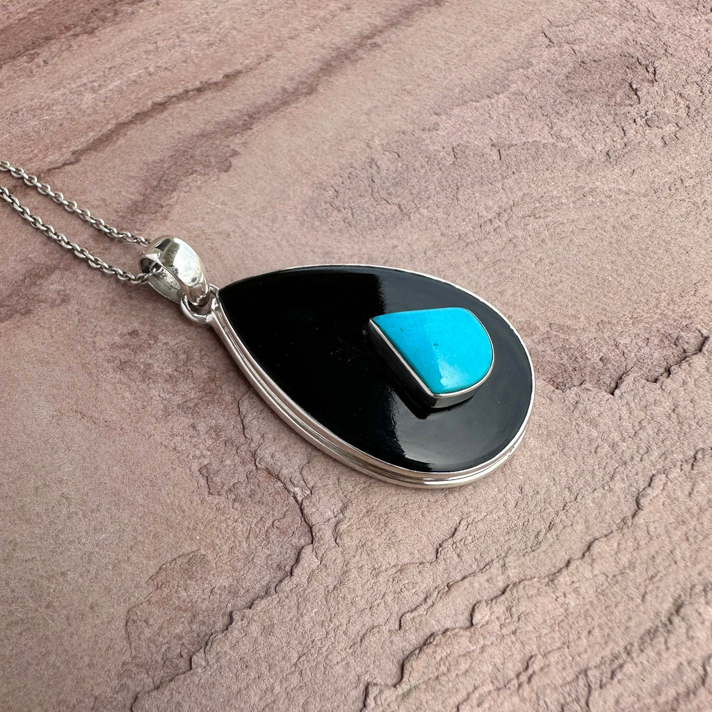 Moonlit Onyx Turquoise Pendant