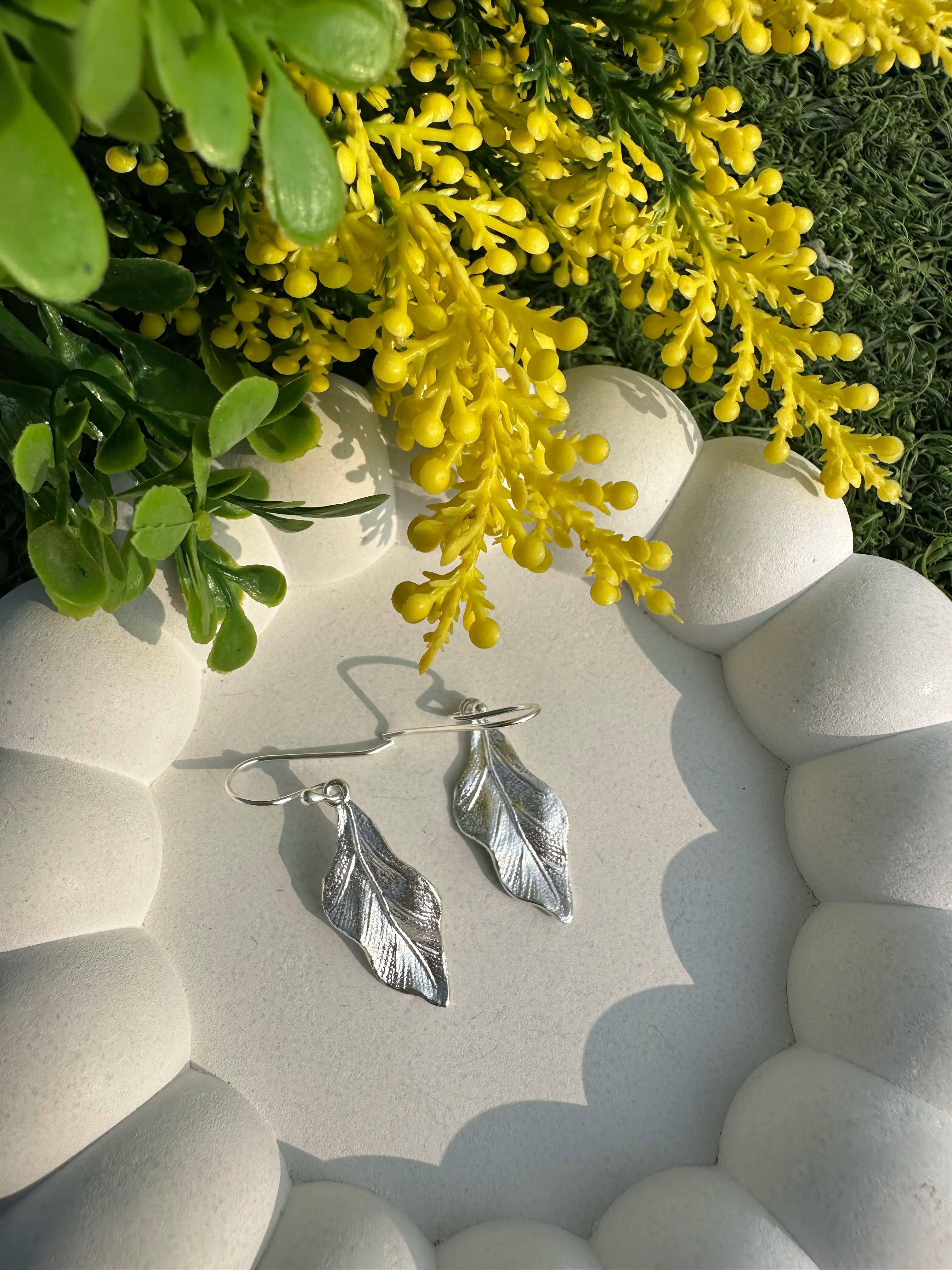 Leaf Earrings- Minimalist Nature-Inspired Dangle Jewelry
