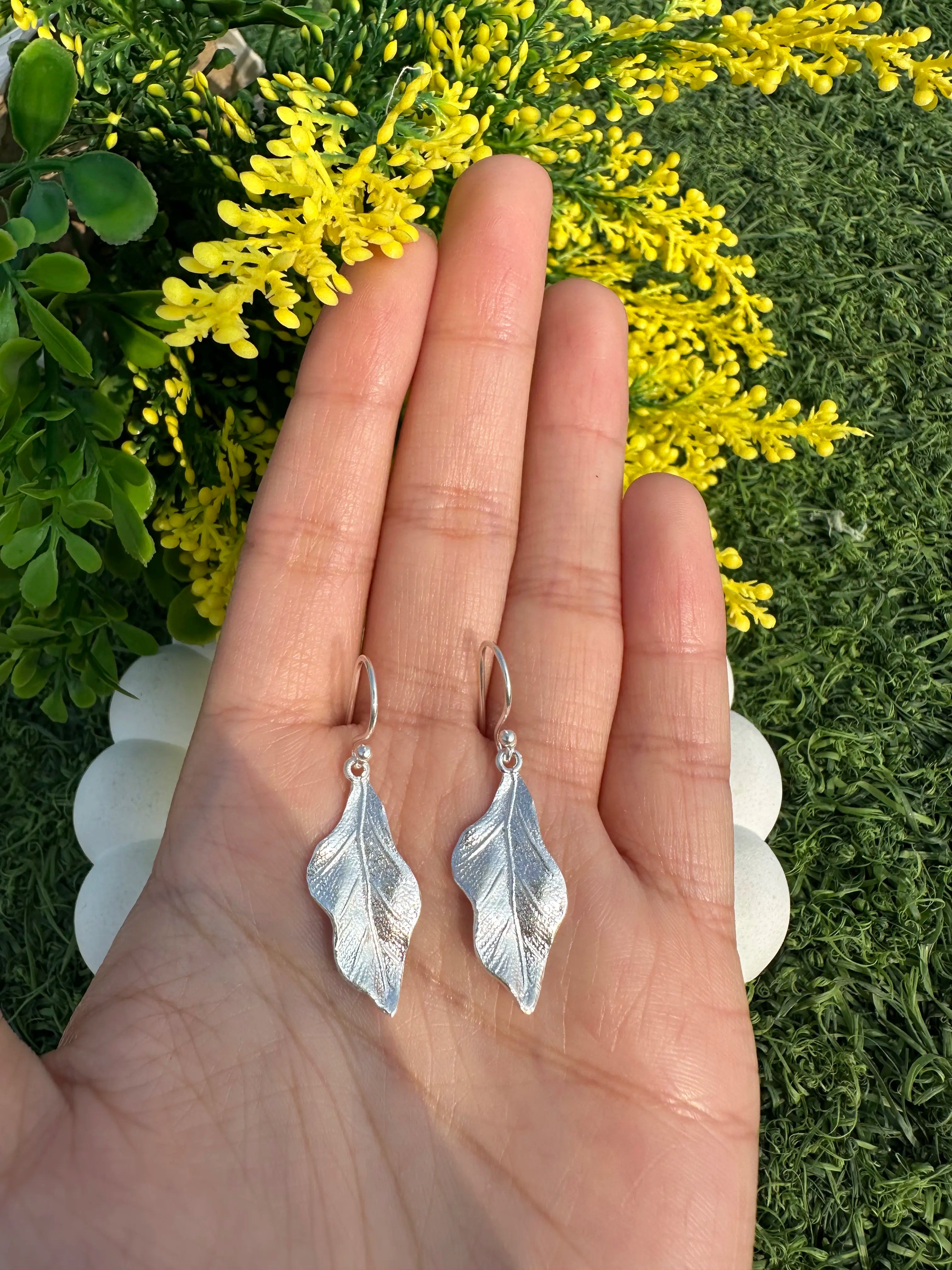 Leaf Earrings- Minimalist Nature-Inspired Dangle Jewelry