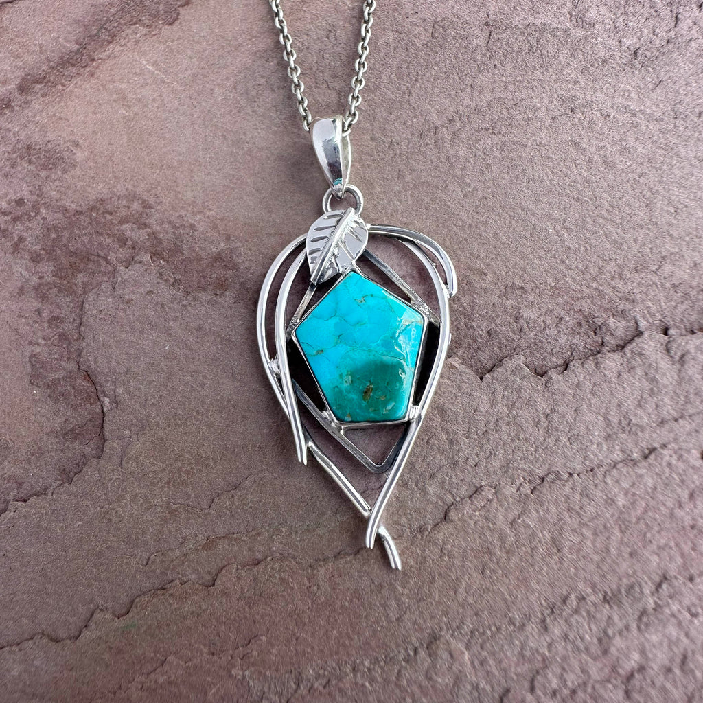Silver Vine Turquoise Pendant