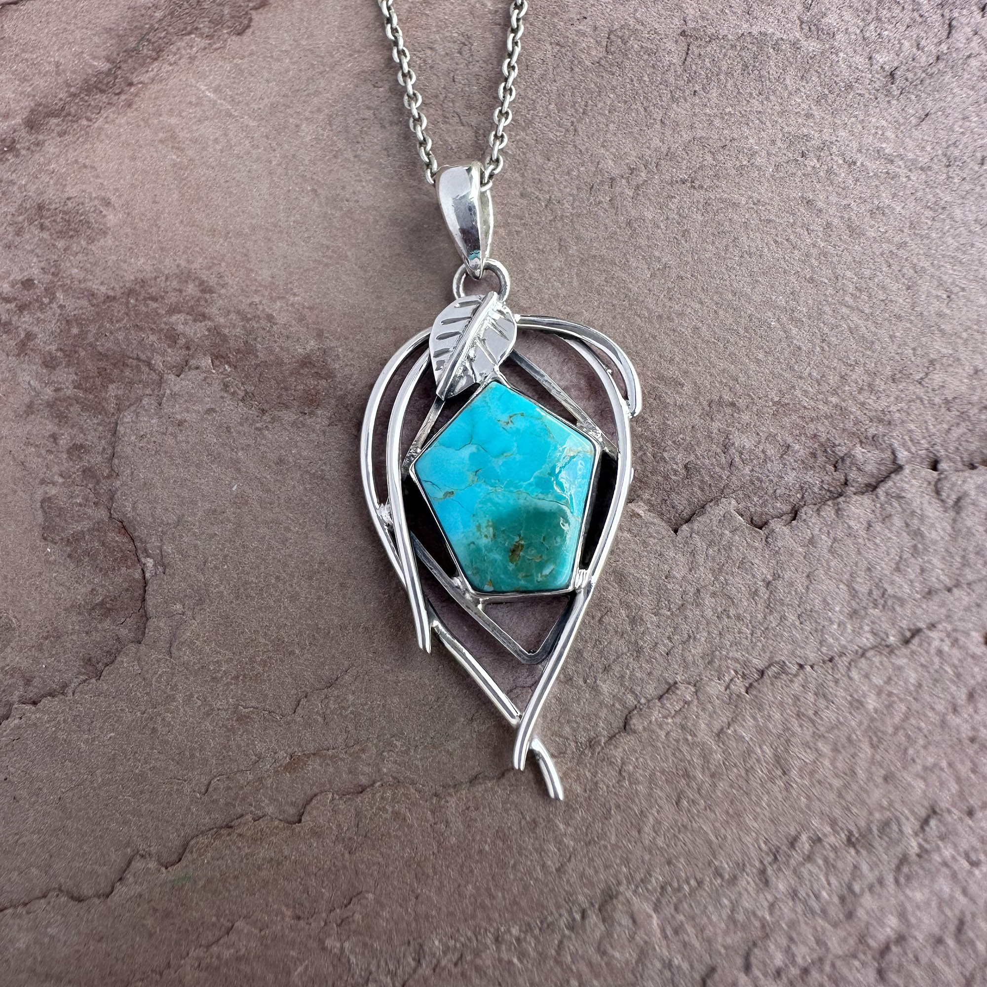 Silver Vine Turquoise Pendant