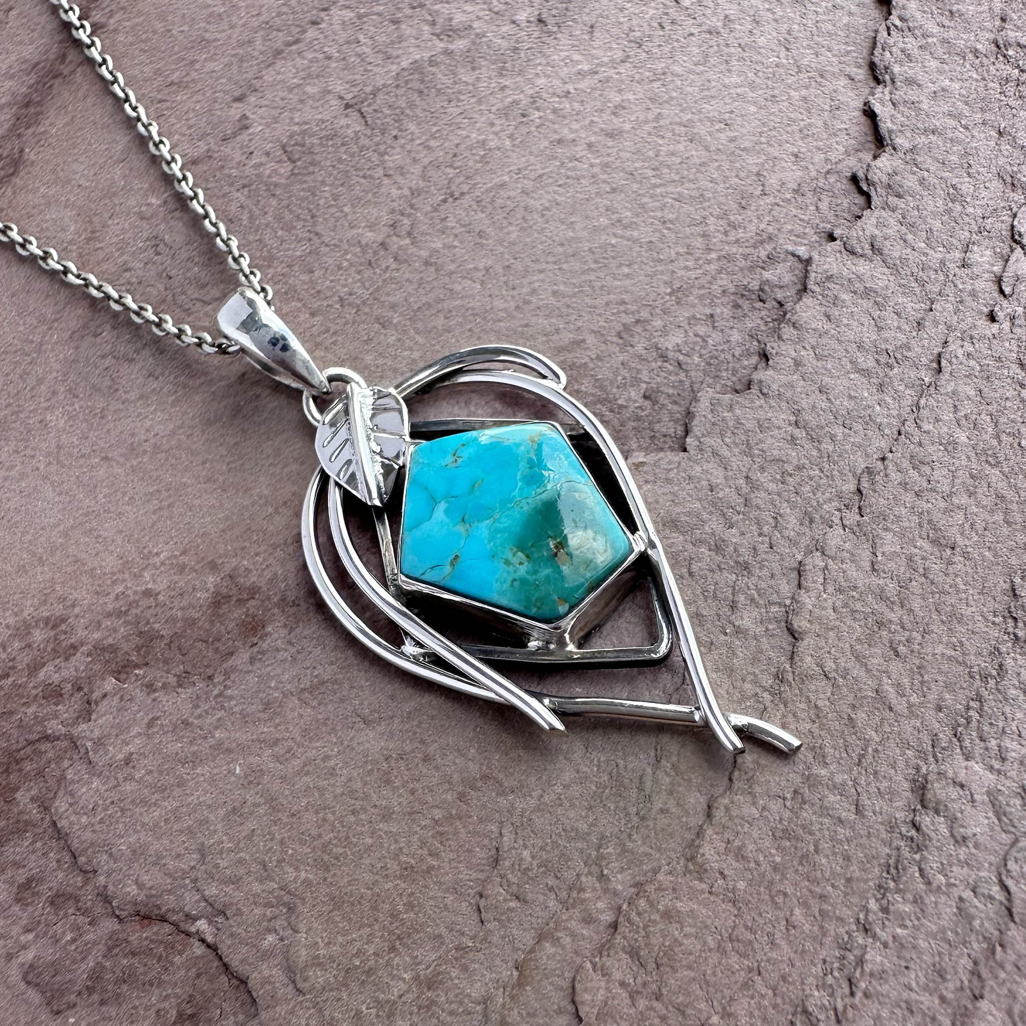 Silver Vine Turquoise Pendant