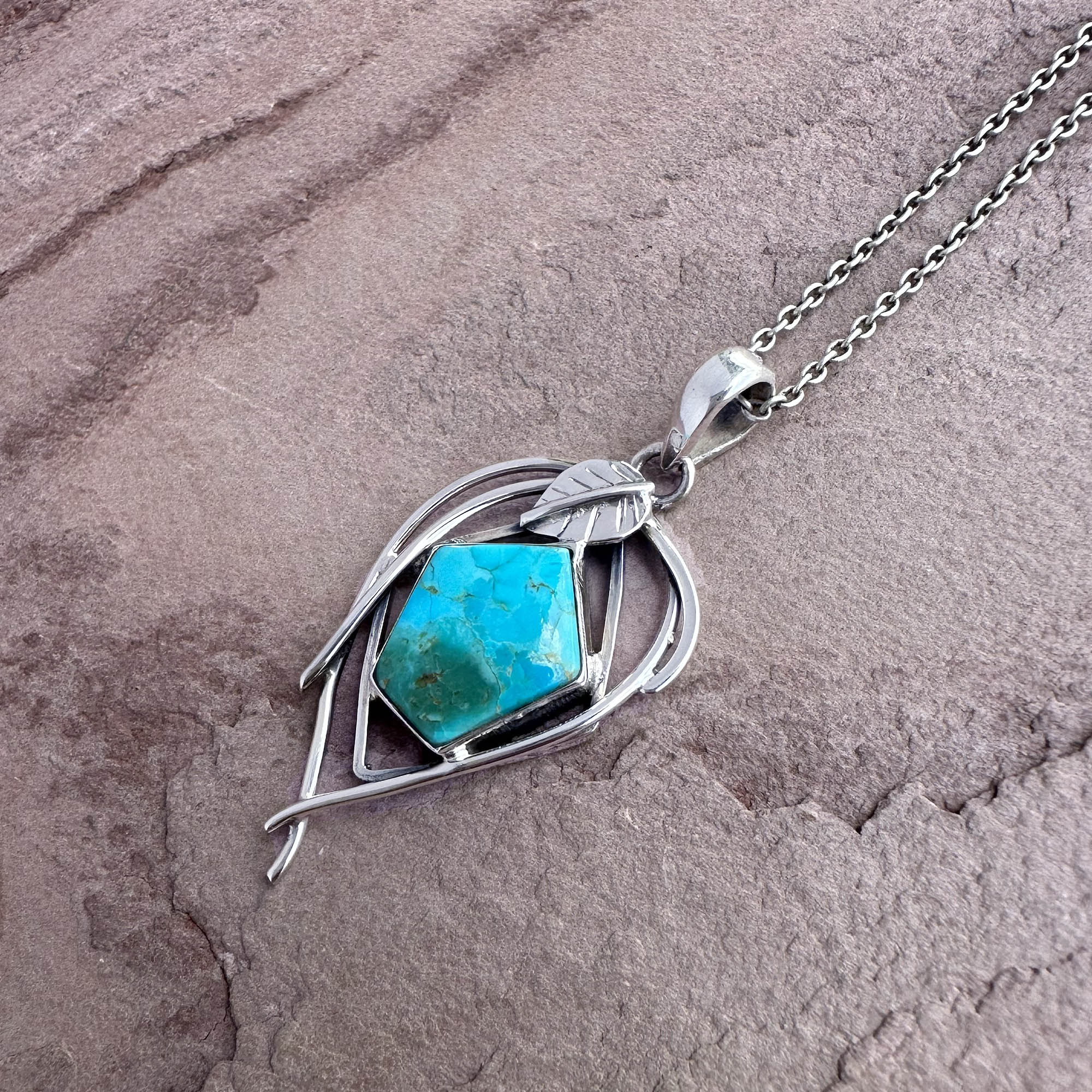 Silver Vine Turquoise Pendant