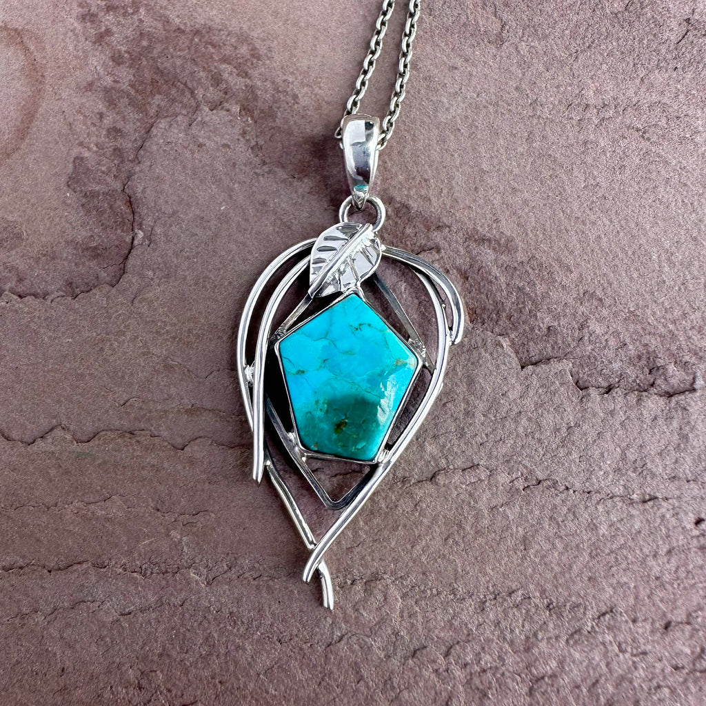 Silver Vine Turquoise Pendant