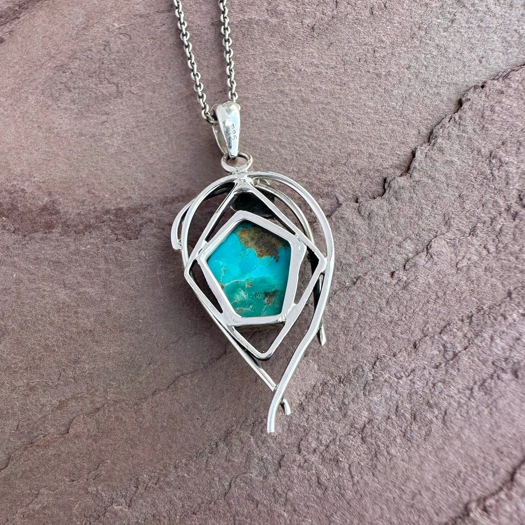 Silver Vine Turquoise Pendant
