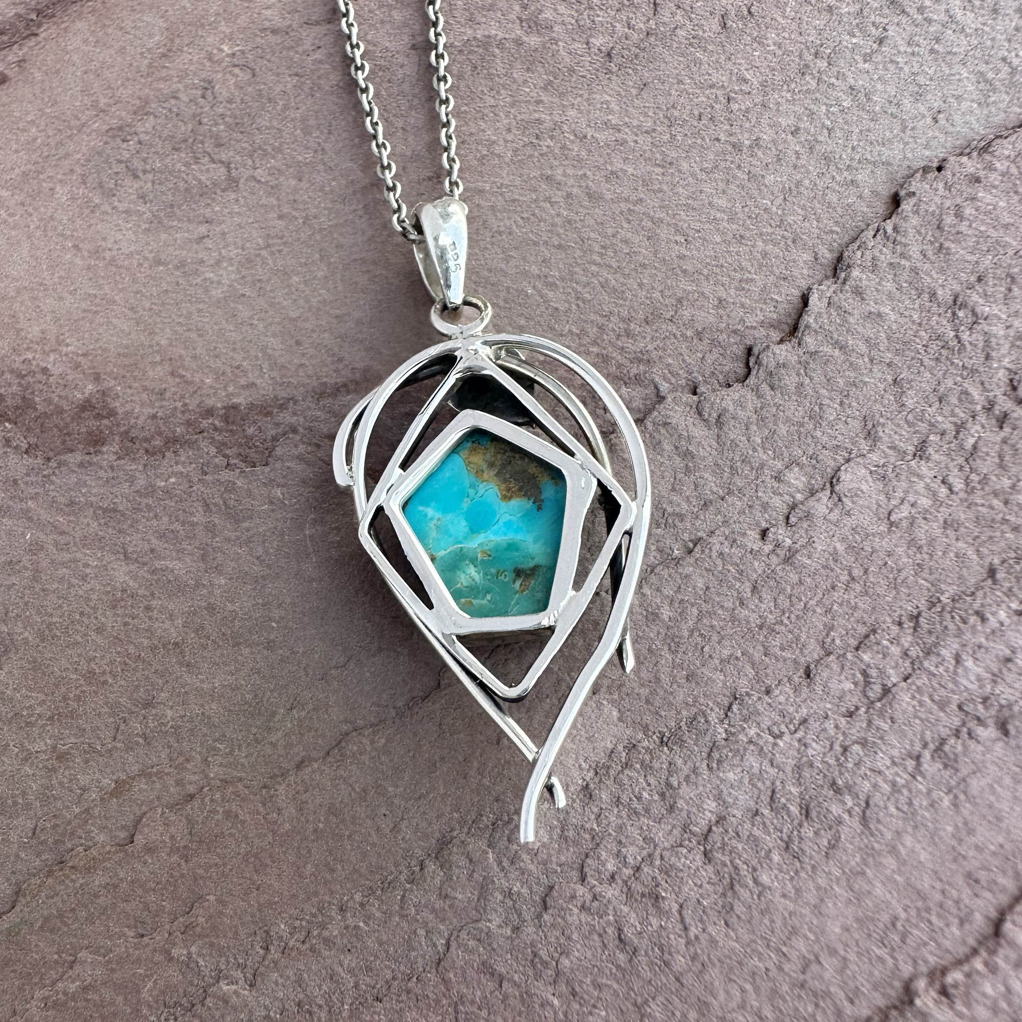 Silver Vine Turquoise Pendant