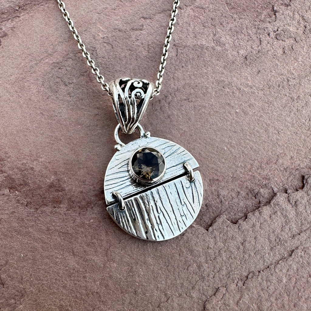 Smokey Quartz Hinged Kinetic Pendant