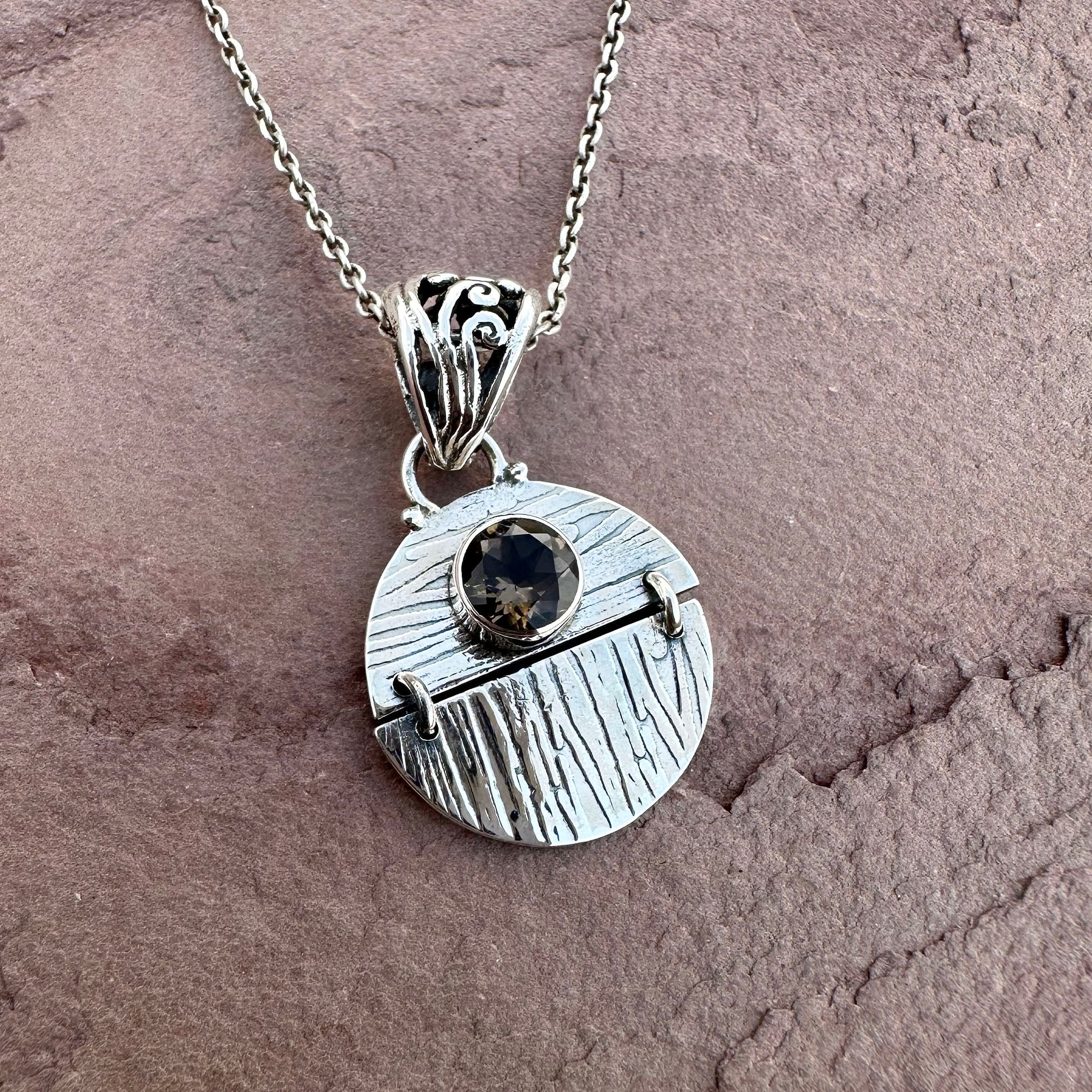 Smokey Quartz Hinged Kinetic Pendant