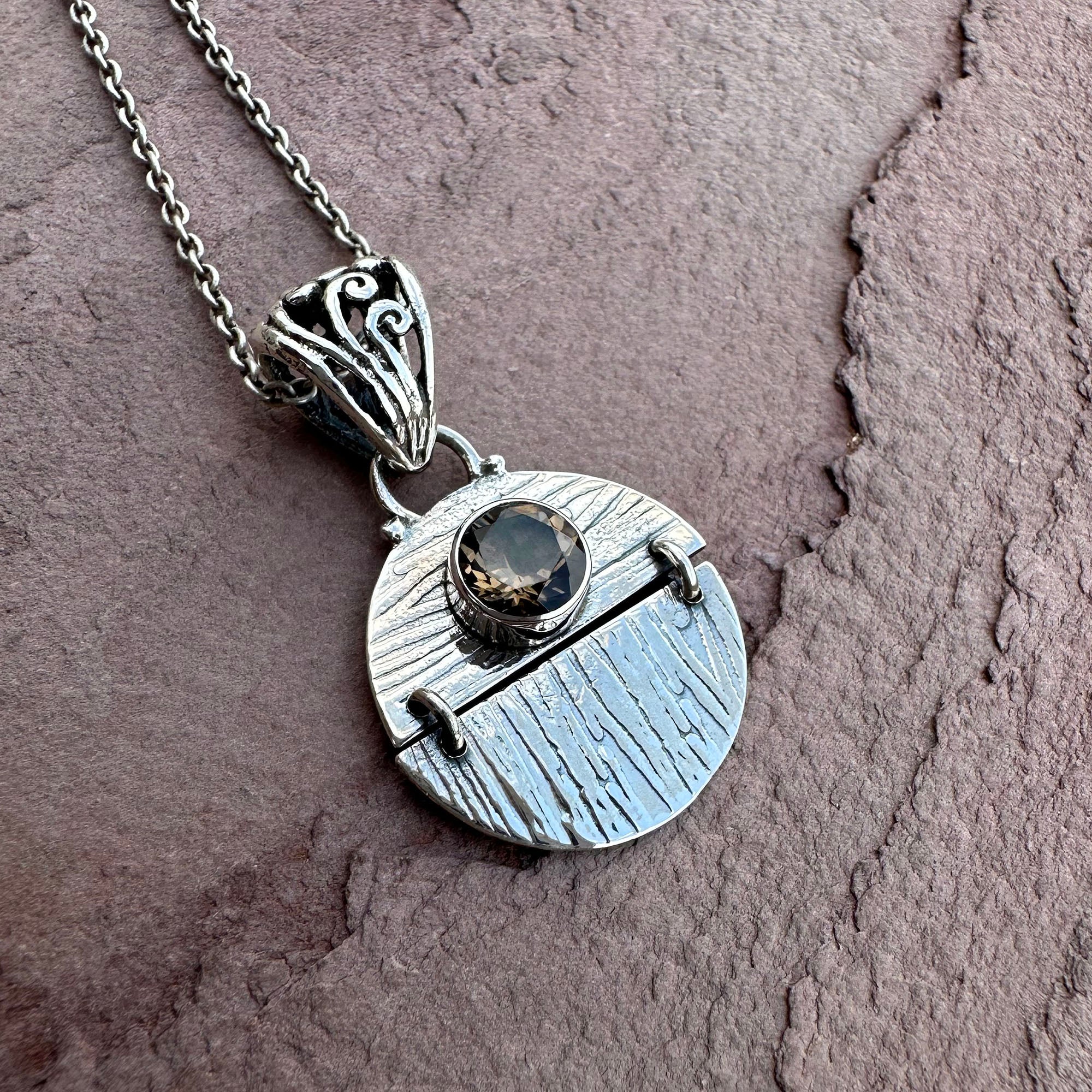 Smokey Quartz Hinged Kinetic Pendant