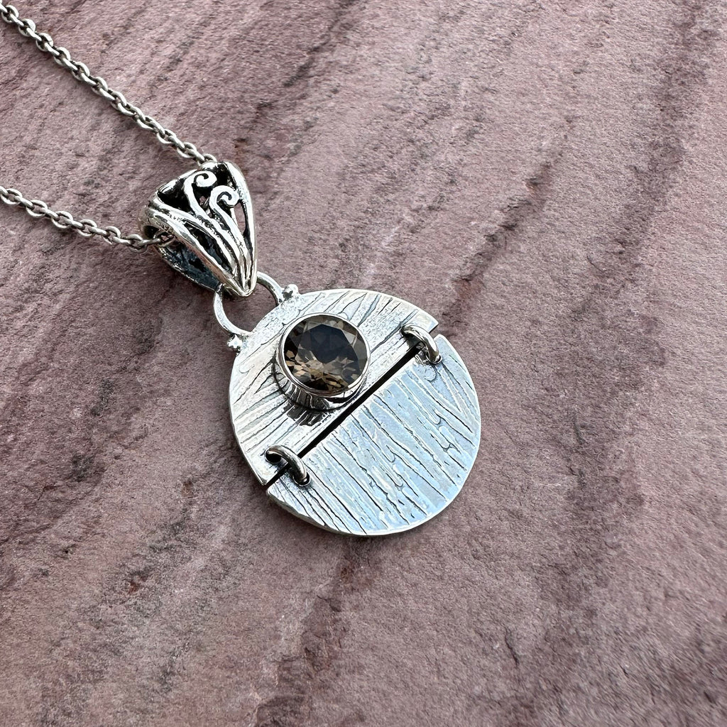 Smokey Quartz Hinged Kinetic Pendant