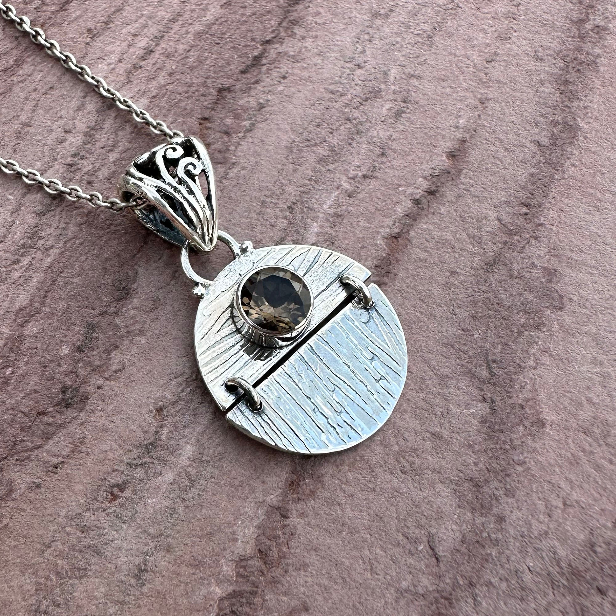 Smokey Quartz Hinged Kinetic Pendant
