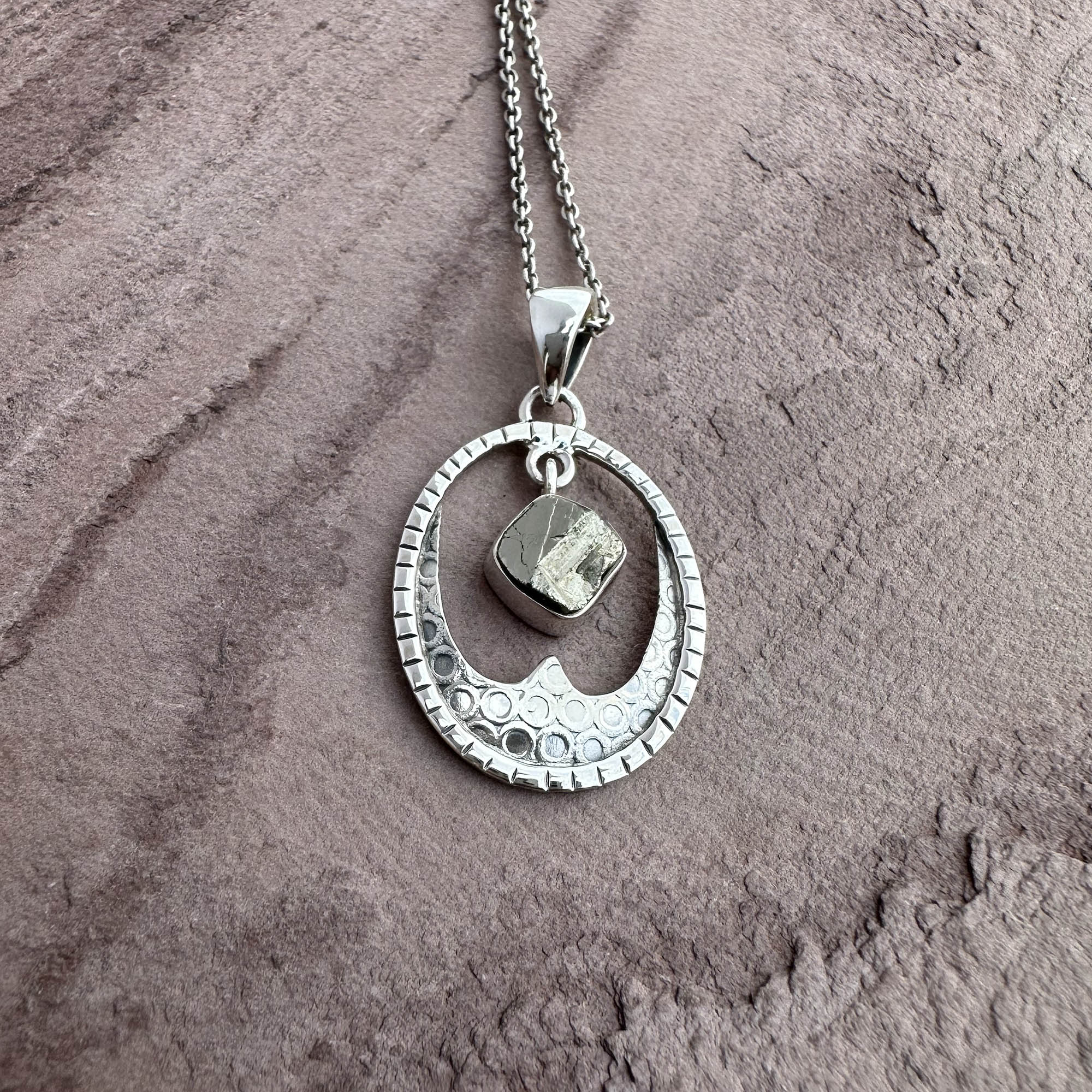 Raw Pyrite Lunar Crest Necklace