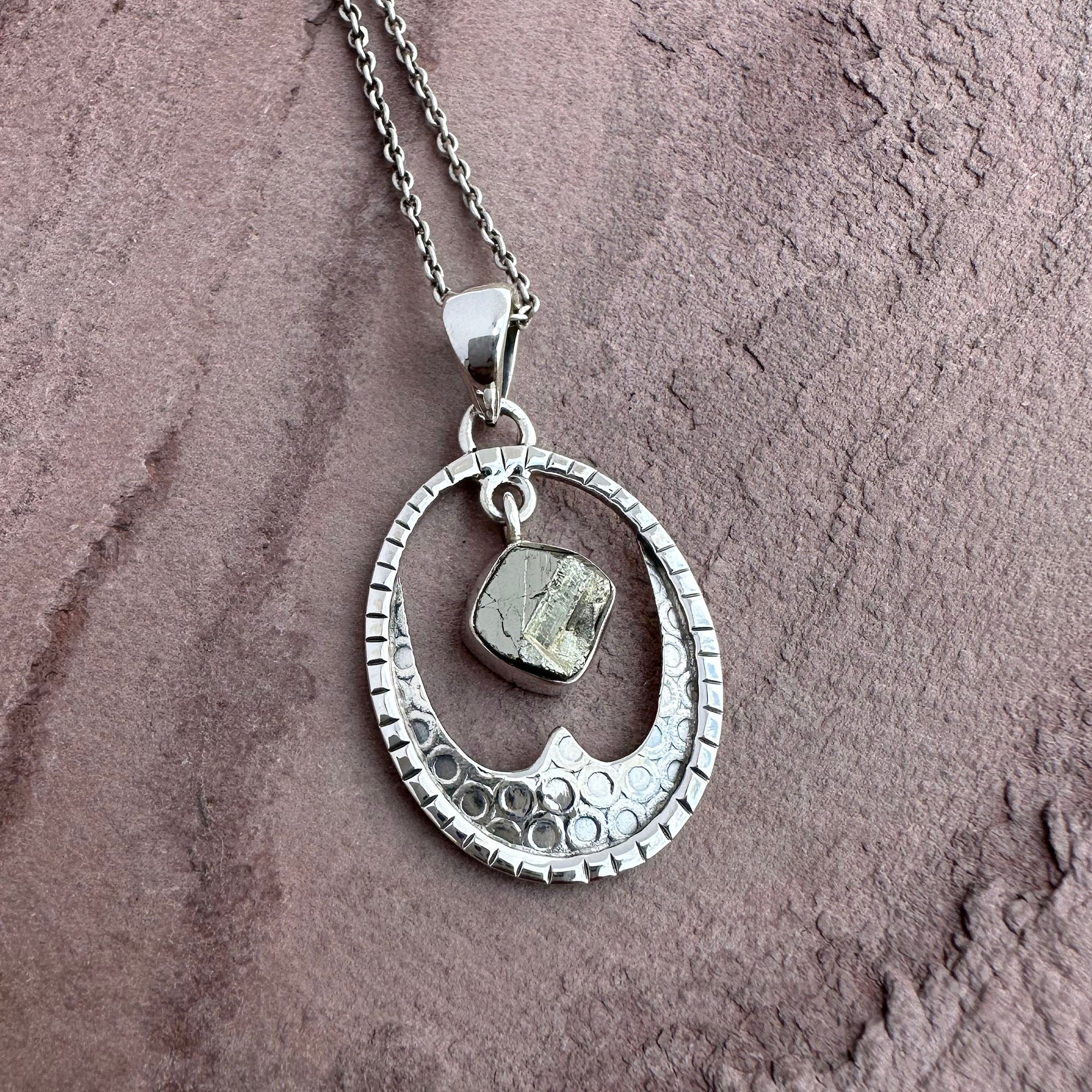 Raw Pyrite Lunar Crest Necklace
