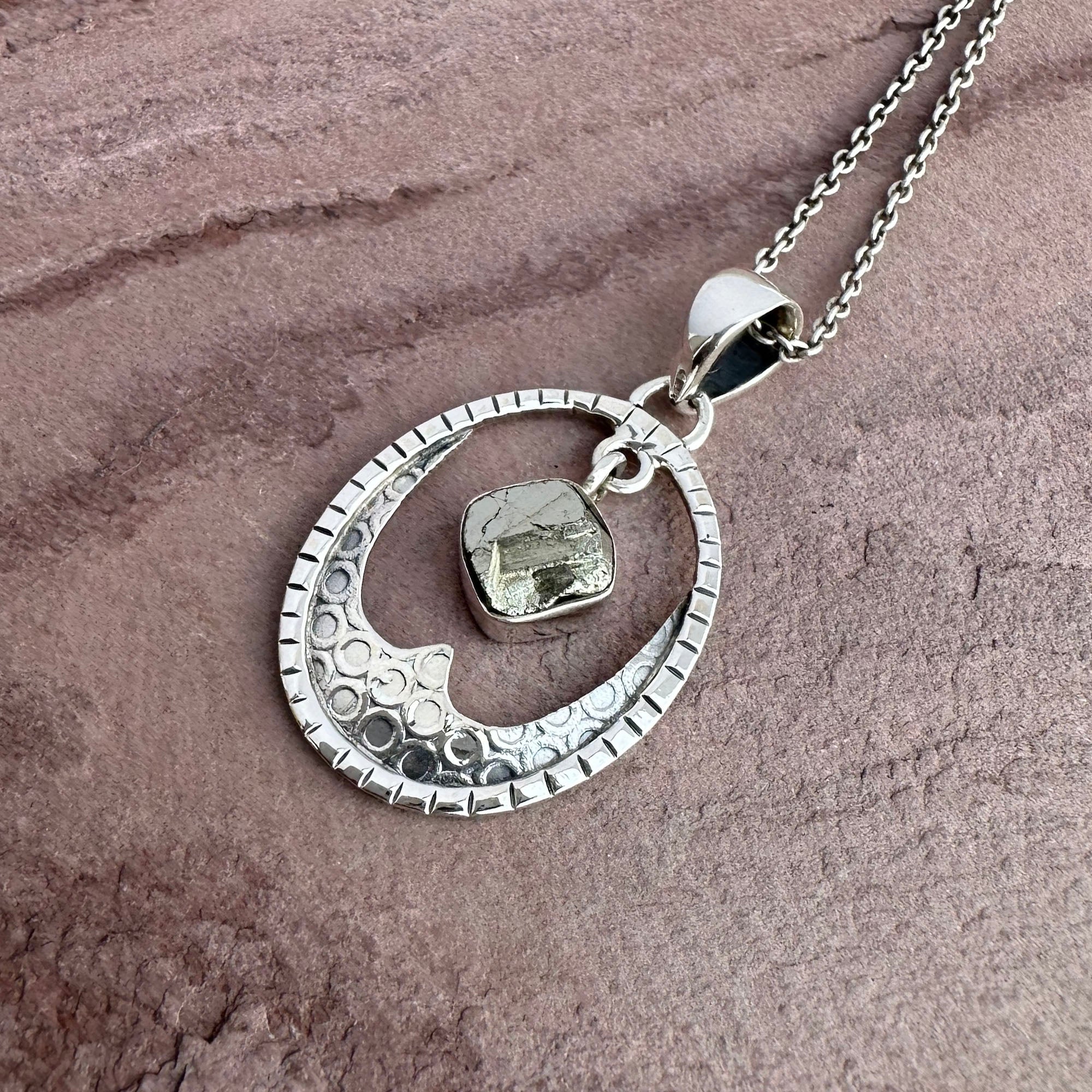 Raw Pyrite Lunar Crest Necklace