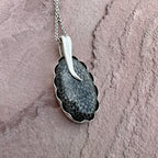 Artisan Black Fossil Coral Silver Pendant
